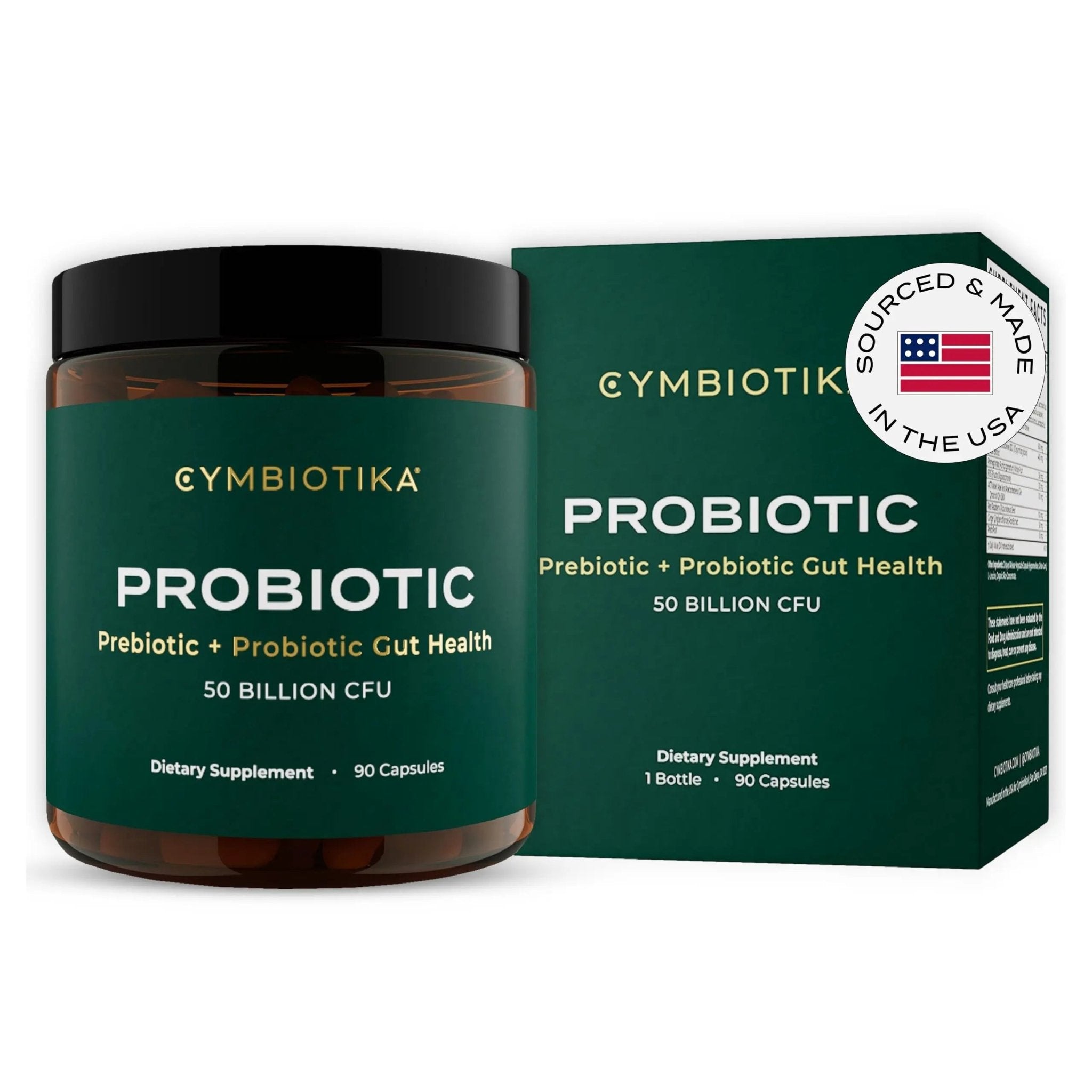 CYMBIOTIKA Probiotic + Prebiotic, 60 Billion CFU - 19 Strains, Gut Health Supplement for Women & Men, Immune Support, Digestive Health, & Gut Balance, 90 Capsules, 1 Month Supply, Made in USA - TrustMedUSA