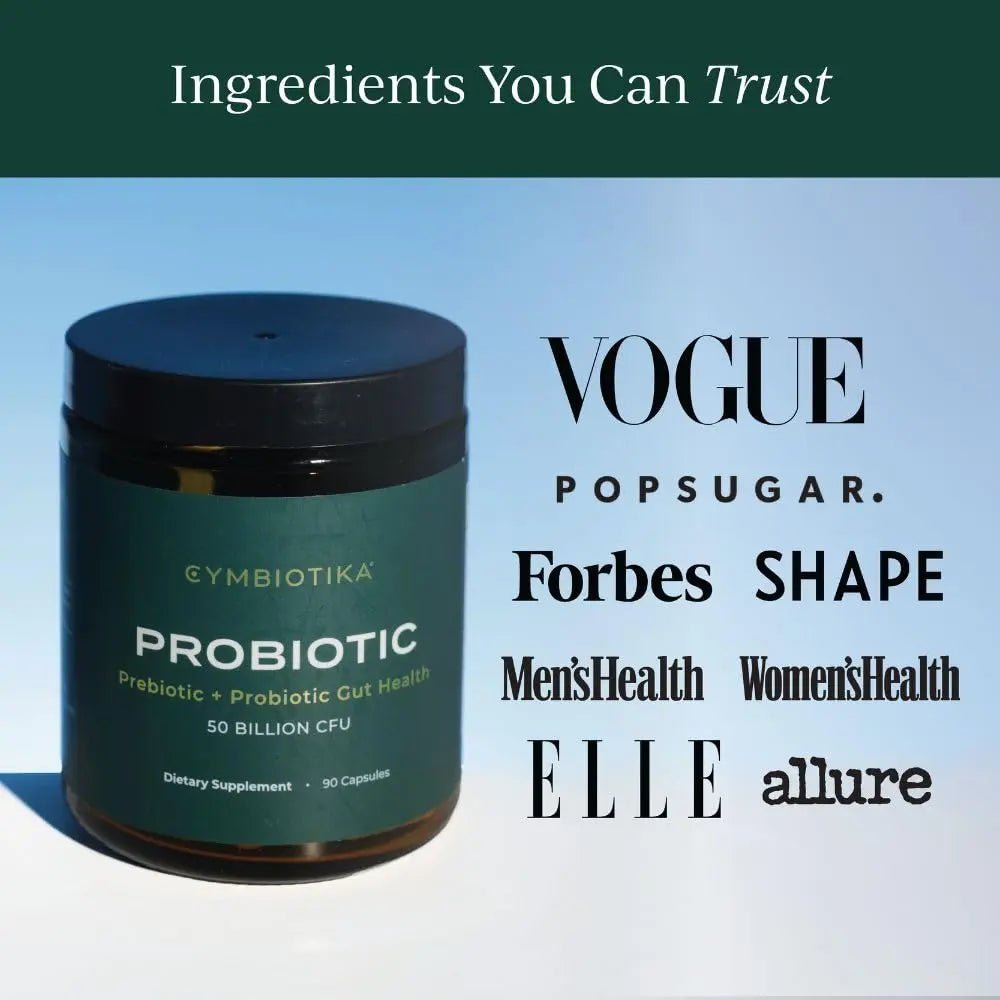 CYMBIOTIKA Probiotic + Prebiotic, 60 Billion CFU - 19 Strains, Gut Health Supplement for Women & Men, Immune Support, Digestive Health, & Gut Balance, 90 Capsules, 1 Month Supply, Made in USA - TrustMedUSA