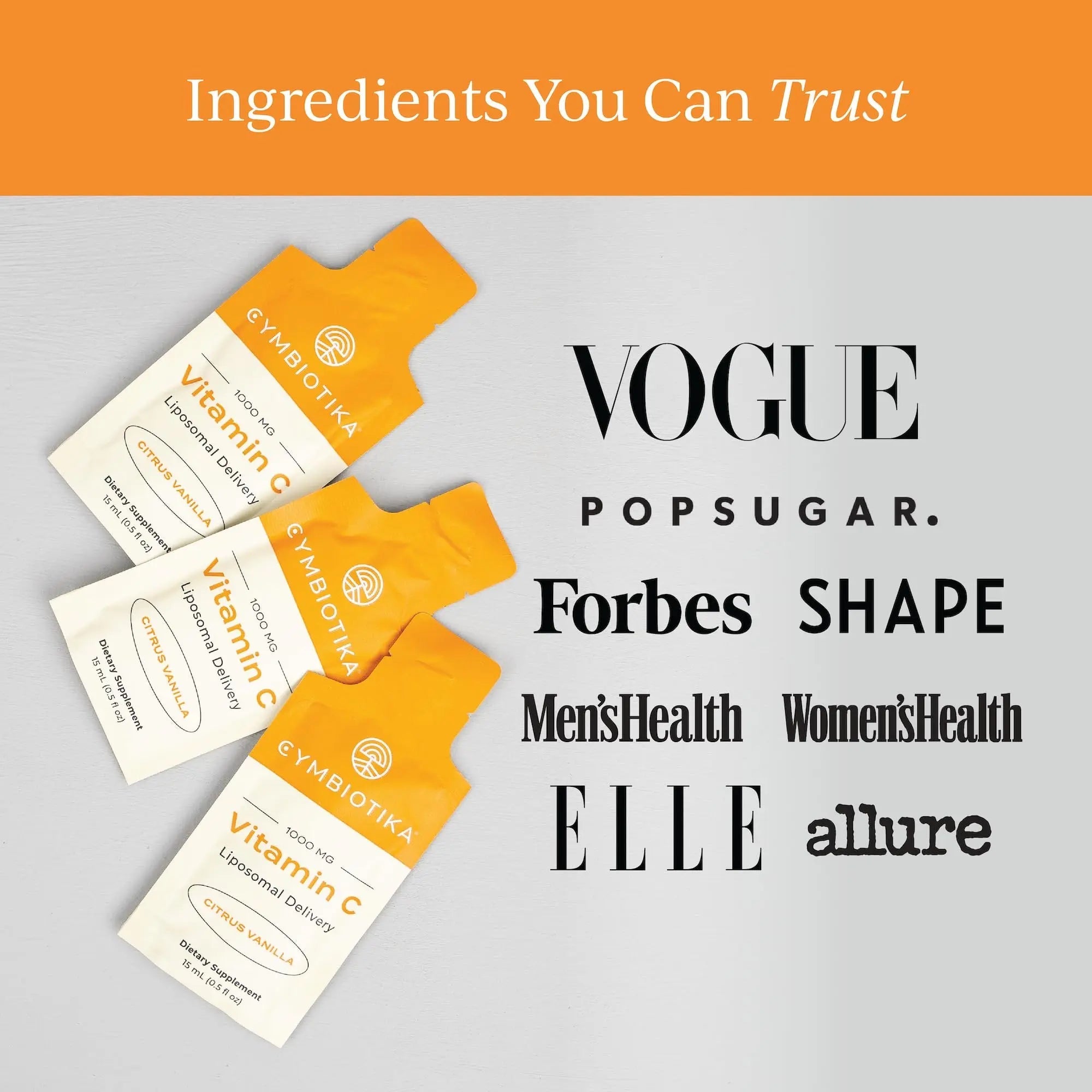 CYMBIOTIKA Vitamin C Individual Packets, Liposomal Delivery, Supplement for Immune Support, Collagen Boost, & Healthy Aging - TrustMedUSA