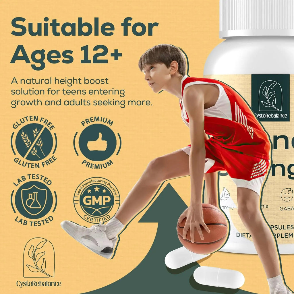 CystoRebalance 25-in 1 Bone Strength Supplement - for Natural Growth, Digestion and Stress - High Absorption - Calcium, Magnesium, Zinc, Ashwaganda and Multivitamins for Age 12+ | 60 Caps - TrustMedUSA