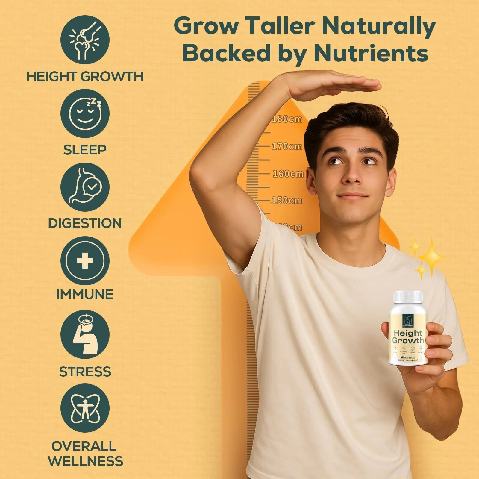 CystoRebalance 25-in 1 Bone Strength Supplement - for Natural Growth, Digestion and Stress - High Absorption - Calcium, Magnesium, Zinc, Ashwaganda and Multivitamins for Age 12+ | 60 Caps - TrustMedUSA