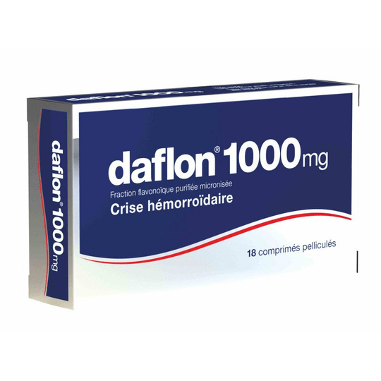 Daflon 1000mg 18 Tabs - flavonoid fraction for heavy legs, leg pain, calf cramps and hemorrhoids - TrustMedUSA