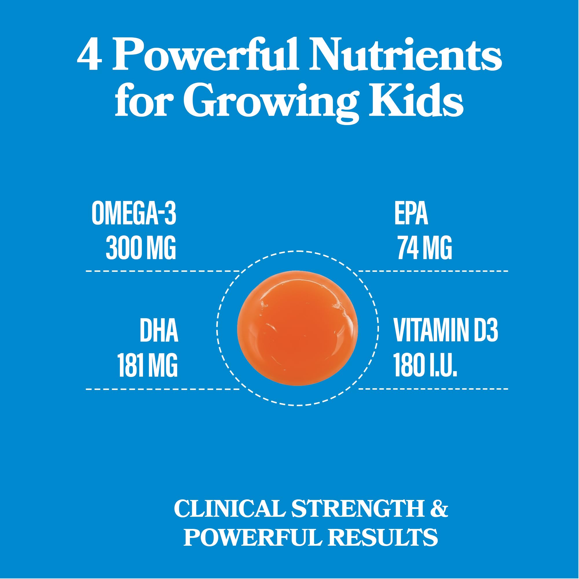DAIKEN High Concentration Kids Fish Oil Omega-3 Gummies, No Sugar Added, Individually Wrapped, 300 mg Omega-3 (DHA & EPA) with Vitamin D3 for Kid, 30 Count, Tropical Fruit Flavor, Norwegian Sourced - TrustMedUSA
