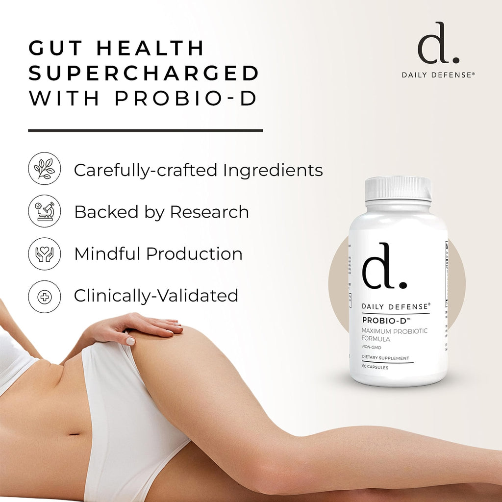 Daily Defense Probiotic Immune Support Supplement - Daily Probiotics for Men with Constipation & Gas - Digestion and Bloating Supplement & Probiotics for Women - 60 Capsules, PROBIO-D - TrustMedUSA