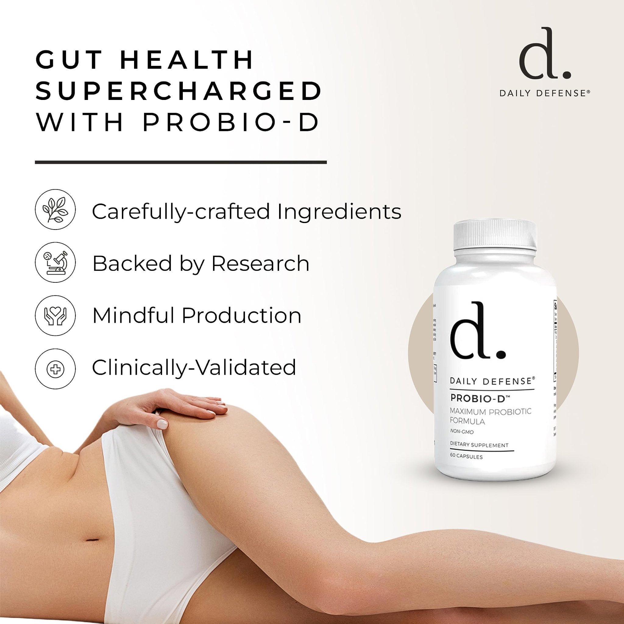 Daily Defense Probiotic Immune Support Supplement - Daily Probiotics for Men with Constipation & Gas - Digestion and Bloating Supplement & Probiotics for Women - 60 Capsules, PROBIO-D - TrustMedUSA