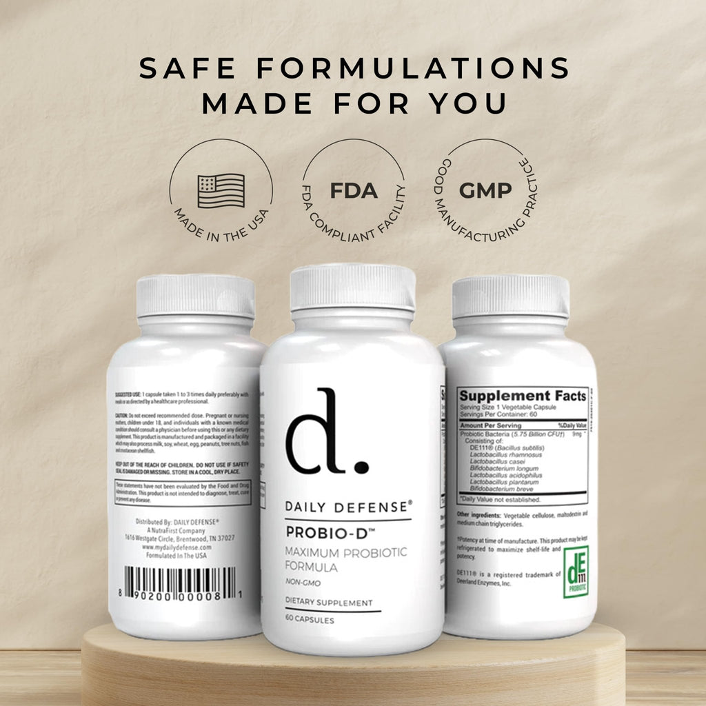 Daily Defense Probiotic Immune Support Supplement - Daily Probiotics for Men with Constipation & Gas - Digestion and Bloating Supplement & Probiotics for Women - 60 Capsules, PROBIO-D - TrustMedUSA
