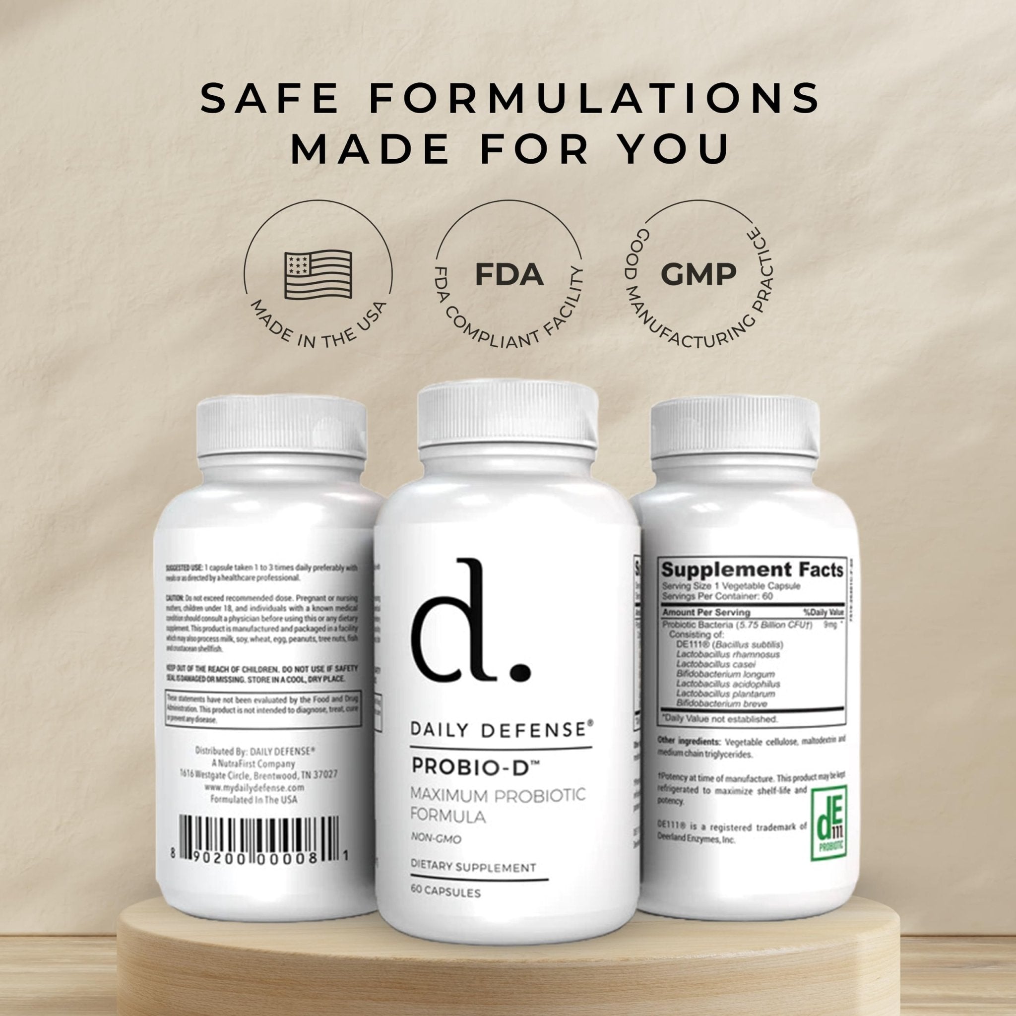 Daily Defense Probiotic Immune Support Supplement - Daily Probiotics for Men with Constipation & Gas - Digestion and Bloating Supplement & Probiotics for Women - 60 Capsules, PROBIO-D - TrustMedUSA