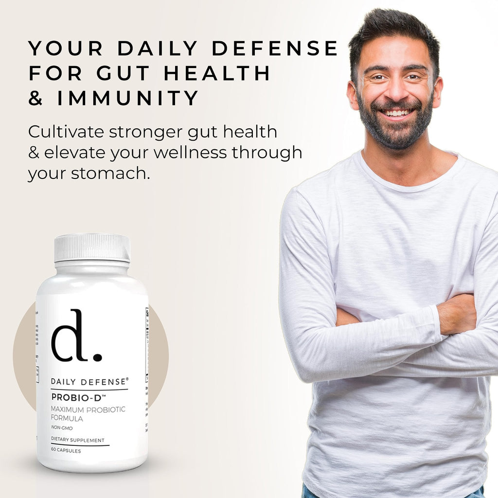 Daily Defense Probiotic Immune Support Supplement - Daily Probiotics for Men with Constipation & Gas - Digestion and Bloating Supplement & Probiotics for Women - 60 Capsules, PROBIO-D - TrustMedUSA