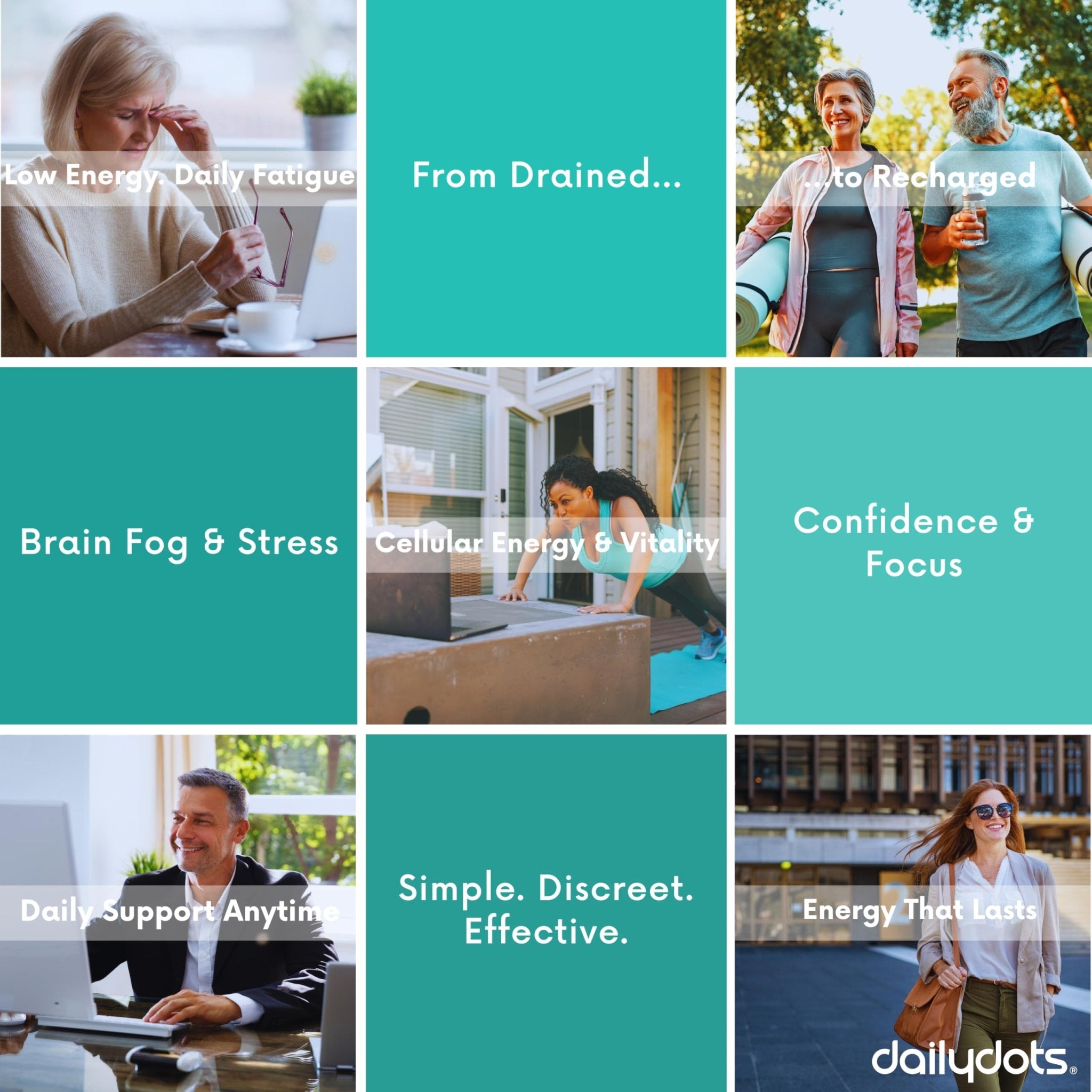 Daily Dots NAD+ Patches | Energy, Healthy Aging & Wellness Support | 12 Active Blends incl. Nicotinamide & CoQ10 | Time Release Patch | for Men & Women (60 Patches) - TrustMedUSA