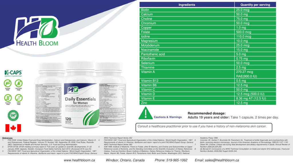Daily Essentials for Women| 120 Capsules | Health Bloom | Vitamins and Minerals Capsules | - TrustMedUSA