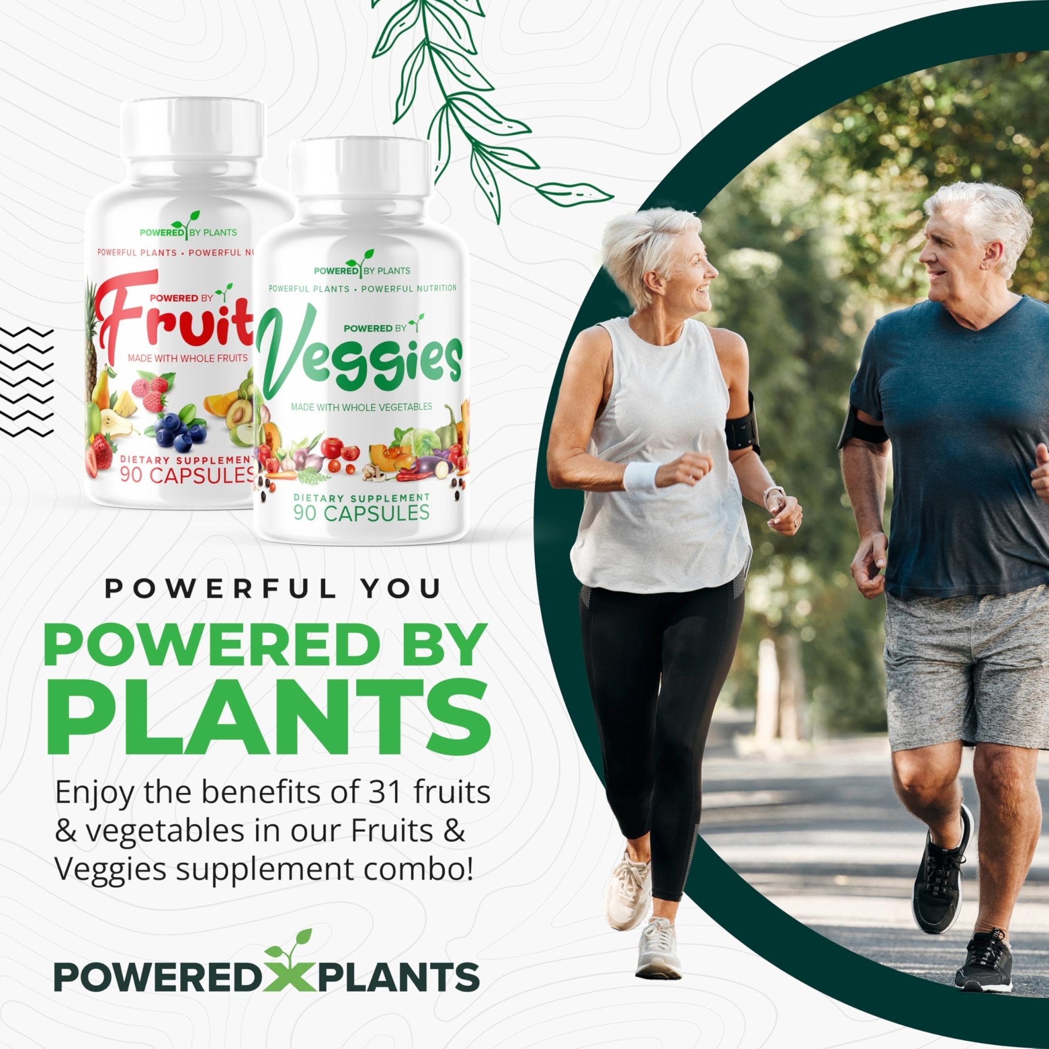 Daily Fruits and Veggies Supplement - 180 Capsules for 30 Days, Non GMO & Gluten Free Superfood with Natural Vitamins - Powered by Plants, 2-Pack - TrustMedUSA
