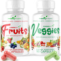 Daily Fruits and Veggies Supplement - 180 Capsules for 30 Days, Non GMO & Gluten Free Superfood with Natural Vitamins - Powered by Plants, 2-Pack - TrustMedUSA