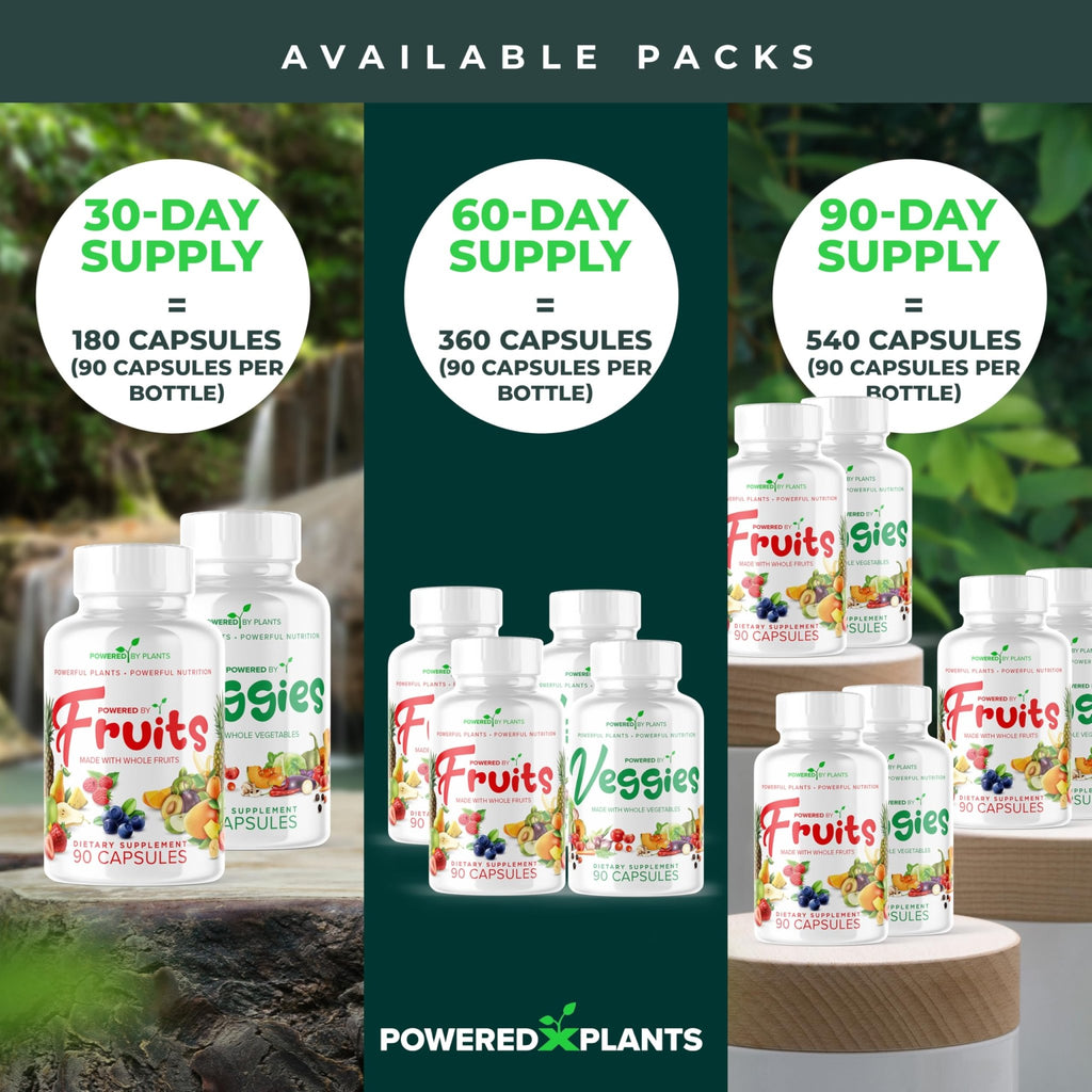 Daily Fruits and Veggies Supplement - 180 Capsules for 30 Days, Non GMO & Gluten Free Superfood with Natural Vitamins - Powered by Plants, 2-Pack - TrustMedUSA