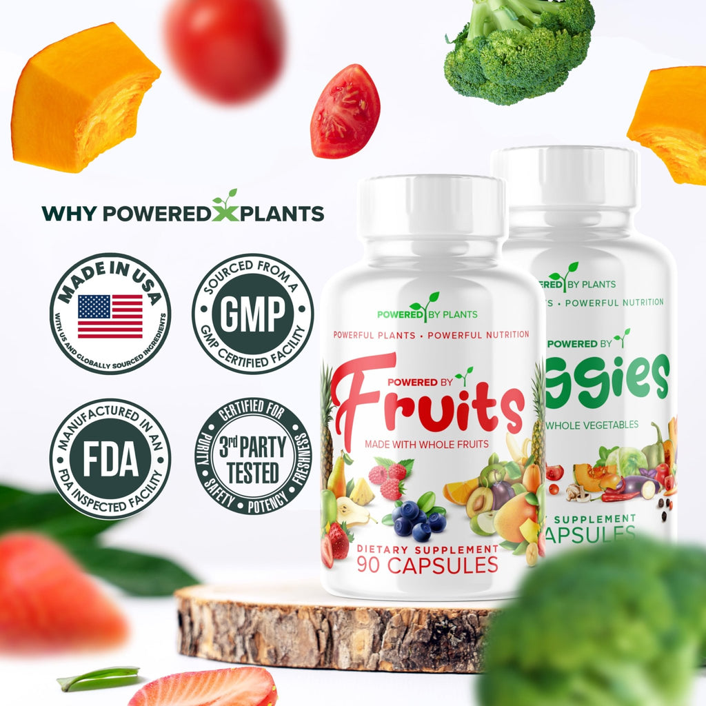 Daily Fruits and Veggies Supplement - 180 Capsules for 30 Days, Non GMO & Gluten Free Superfood with Natural Vitamins - Powered by Plants, 2-Pack - TrustMedUSA