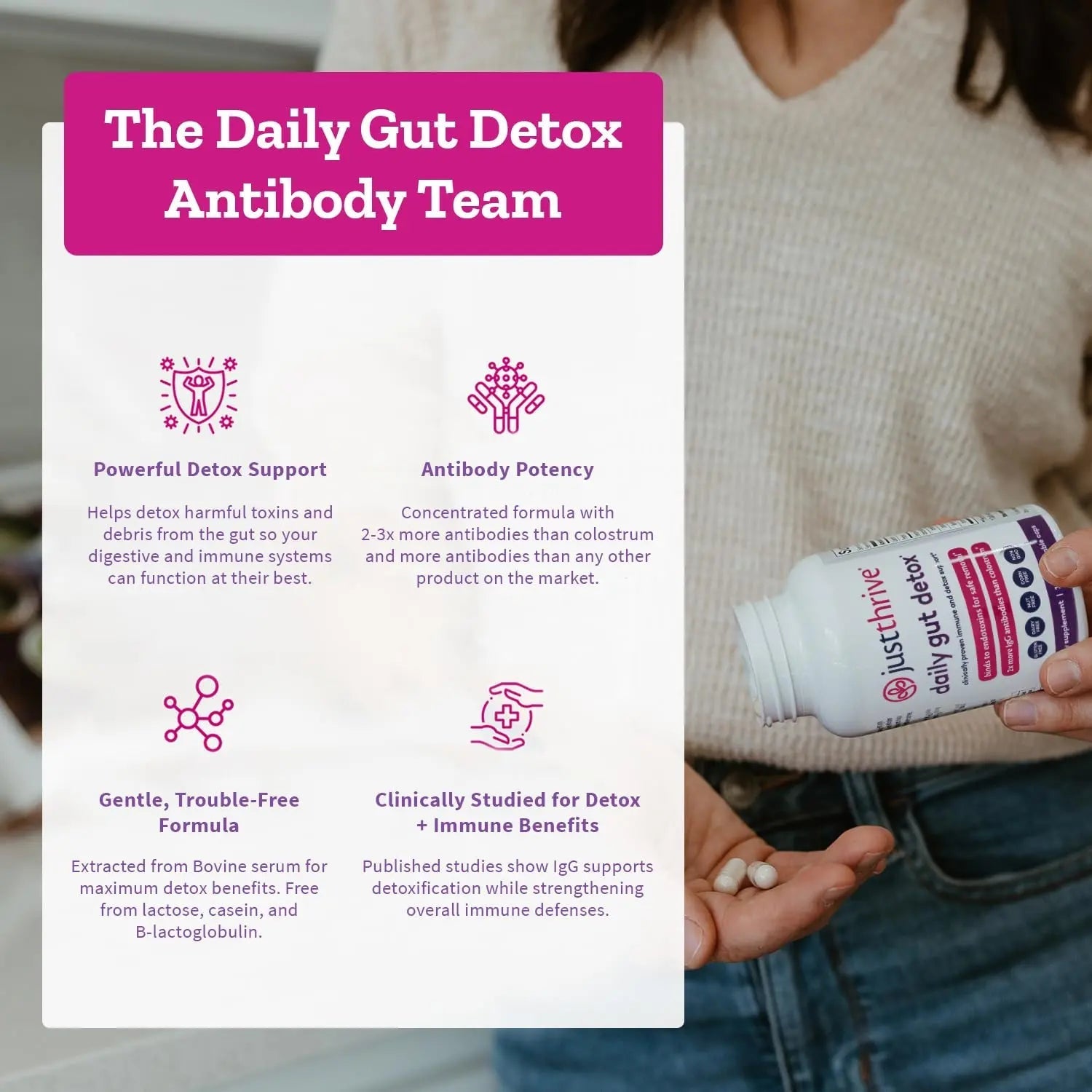 Daily Gut Detox - Ultra-Concentrated Detox & Immune Support Supplement with IgG Antibodies - Promotes Gut Health, Detoxification & Balanced Immune Response - TrustMedUSA