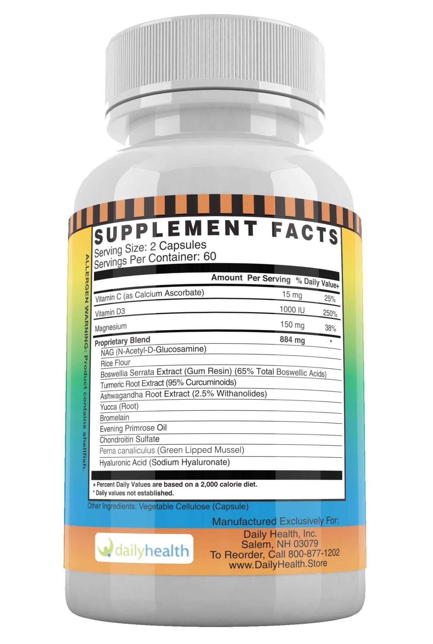 Daily Health, FlexProtex D Joint Muscle Support Supplement 3 Bottles Plus 1 Bottle Daily Marine Coral Calcium 90 Capsules - TrustMedUSA