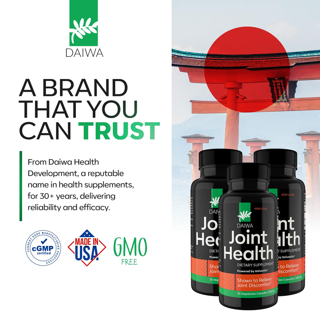 Daiwa Joint Health - Tendon and Ligament Supplements with Chinese Skullcap and Acacia Catechu - Traditional Plant-Based Formula for Active Lifestyles - Non-GMO, 30 Vegetarian Capsules - TrustMedUSA