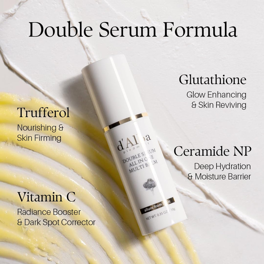 d'alba Piedmont White Truffle Double Serum All-in-one Multi Balm, Stick Balm, Vegan Skincare with Vitamin C and Vegan Collagen - TrustMedUSA