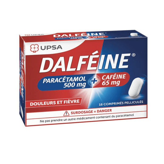 Dalfeine 500mg paracetamol + 16mg caffein - UPSA - 16 Tabs - Maple Wellness Supplements