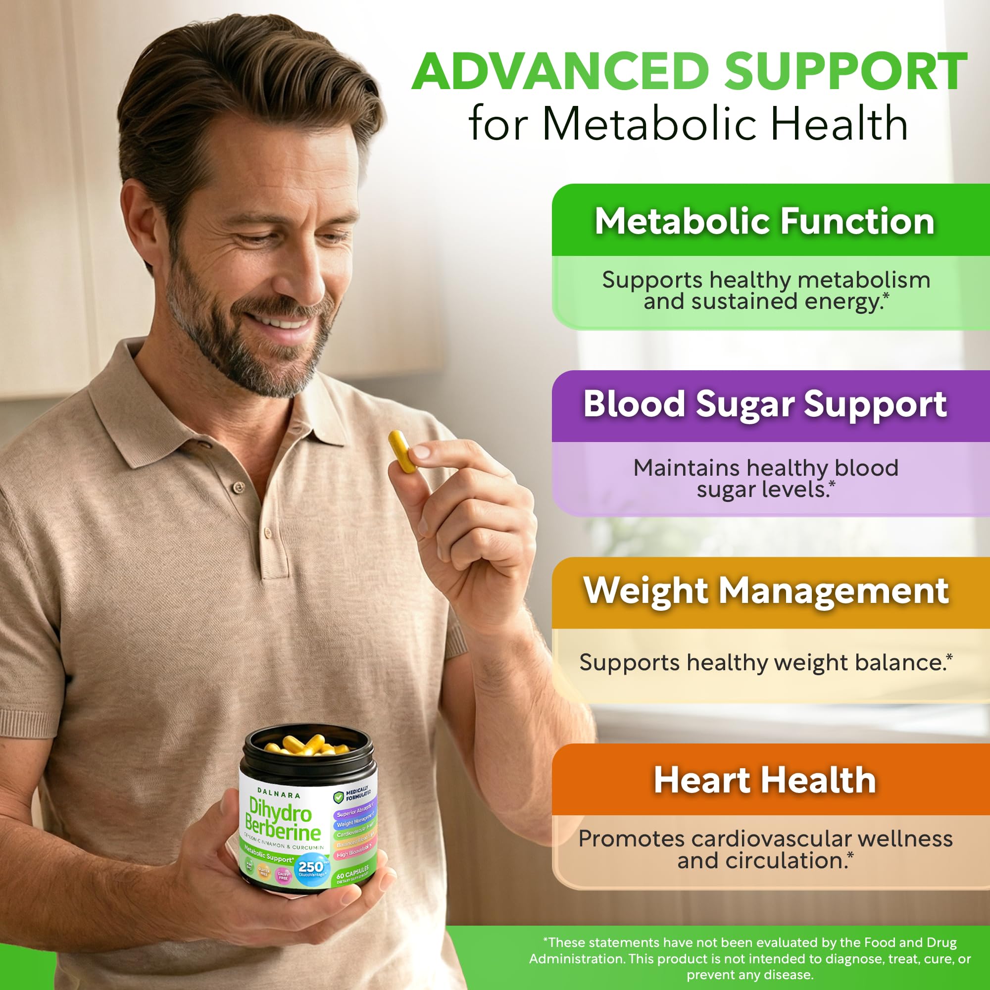 Dalnara Dihydroberberine Capsules 250mg, 60 Count - Supports Metabolic Wellness & Balanced Energy, Non-GMO,Dihydroberberine Supplement - TrustMedUSA