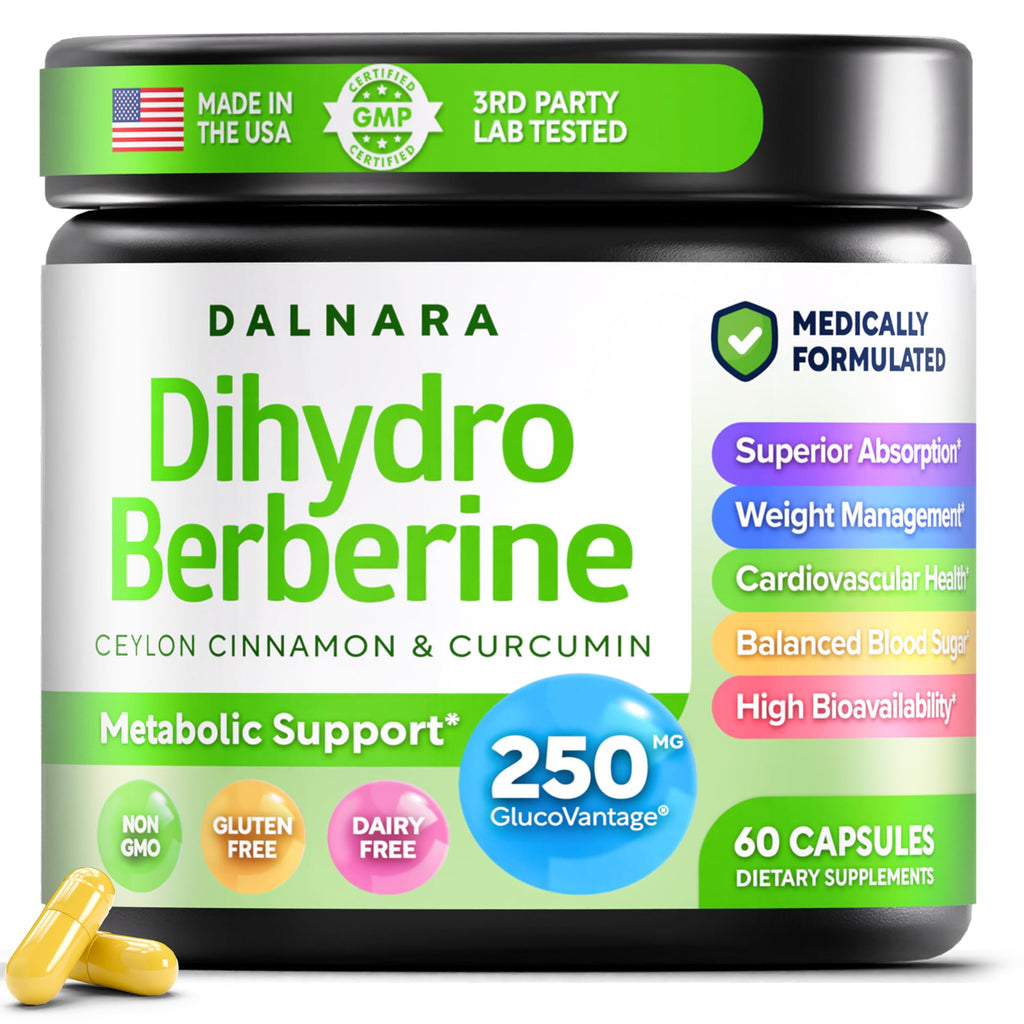 Dalnara Dihydroberberine Capsules 250mg, 60 Count - Supports Metabolic Wellness & Balanced Energy, Non-GMO,Dihydroberberine Supplement - TrustMedUSA