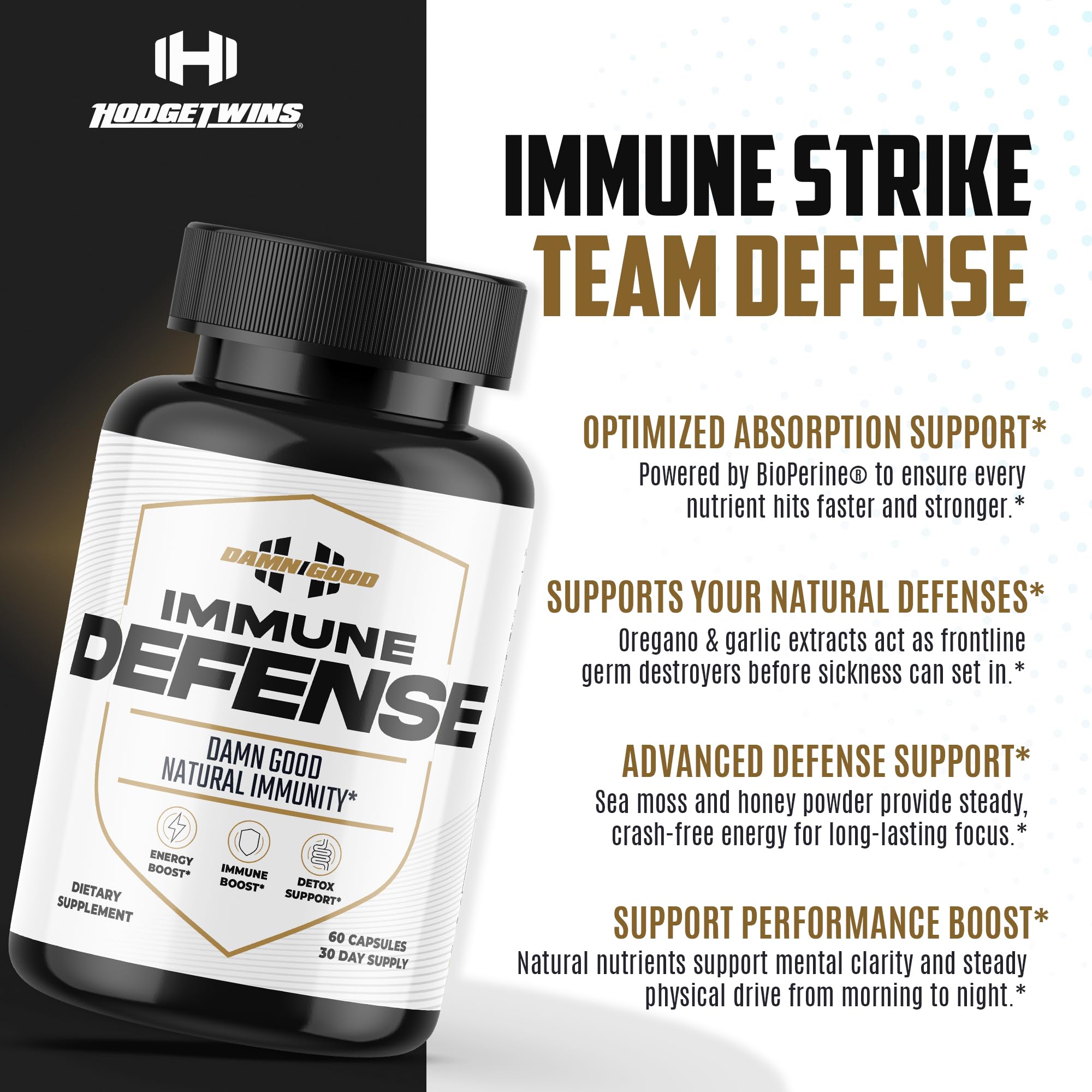 DAMN GOOD The Hodge Twins Immune Defense Supplement (60 Capsules) – Sea Moss Blend Capsules for Everyday Balance, Digestive Support, and Whole-Body Wellness with Vitamins, Minerals, and Botanicals - TrustMedUSA