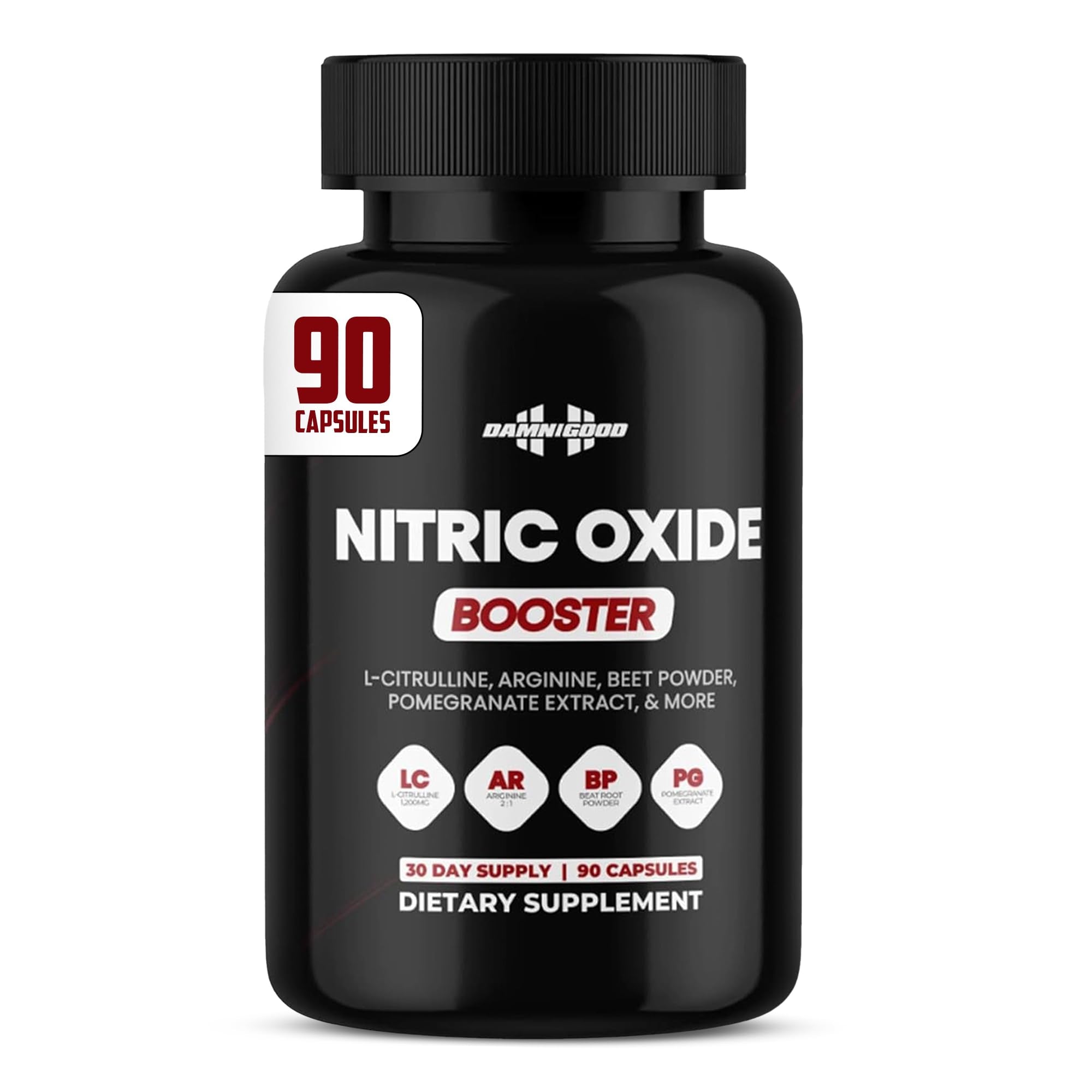 DAMN GOOD The Hodge Twins Nitric Oxide Booster – Beet Root Nitric Oxide & Arginine Citrulline Supplement, Pomegranate Blend for Workout Drive, Endurance Support & Pump Power - 90 Capsules - TrustMedUSA