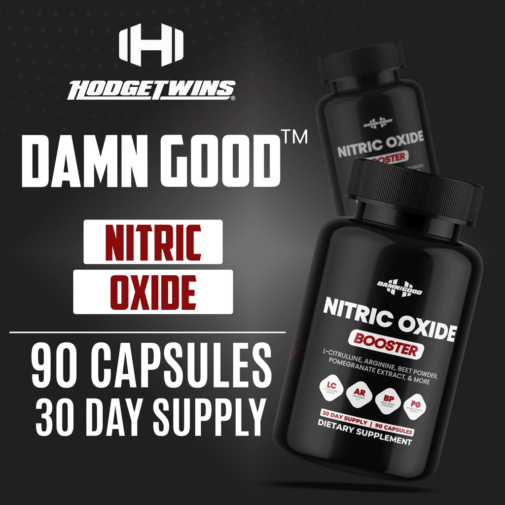 DAMN GOOD The Hodge Twins Nitric Oxide Booster – Beet Root Nitric Oxide & Arginine Citrulline Supplement, Pomegranate Blend for Workout Drive, Endurance Support & Pump Power - 90 Capsules - TrustMedUSA