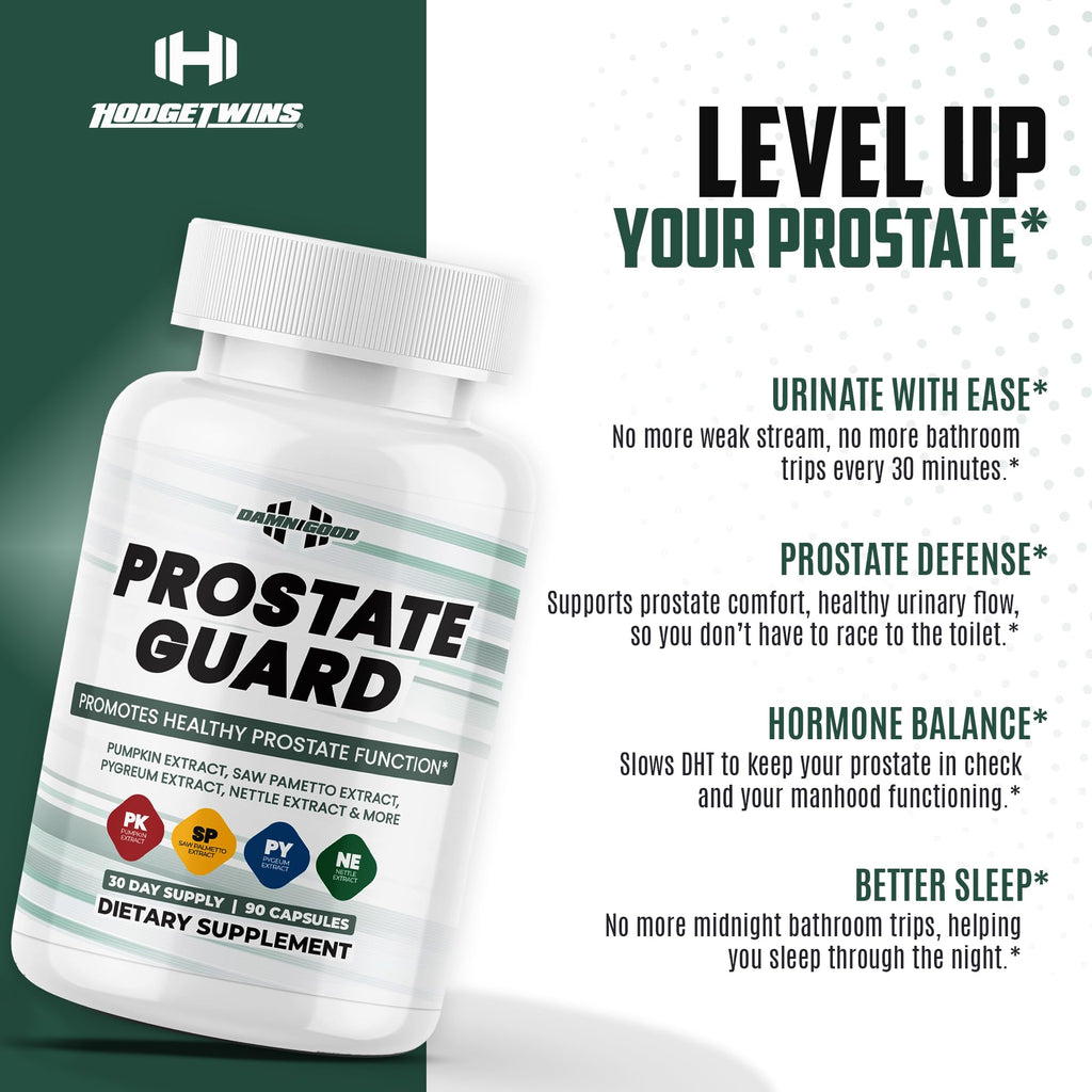 DAMN GOOD The Hodge Twins Prostate Guard - 90 Capsules Guard Vitality Complex – Comfort Blend for Nighttime Routine, Restful Rhythm - Men's Supplements for Health Supports Relaxation - TrustMedUSA