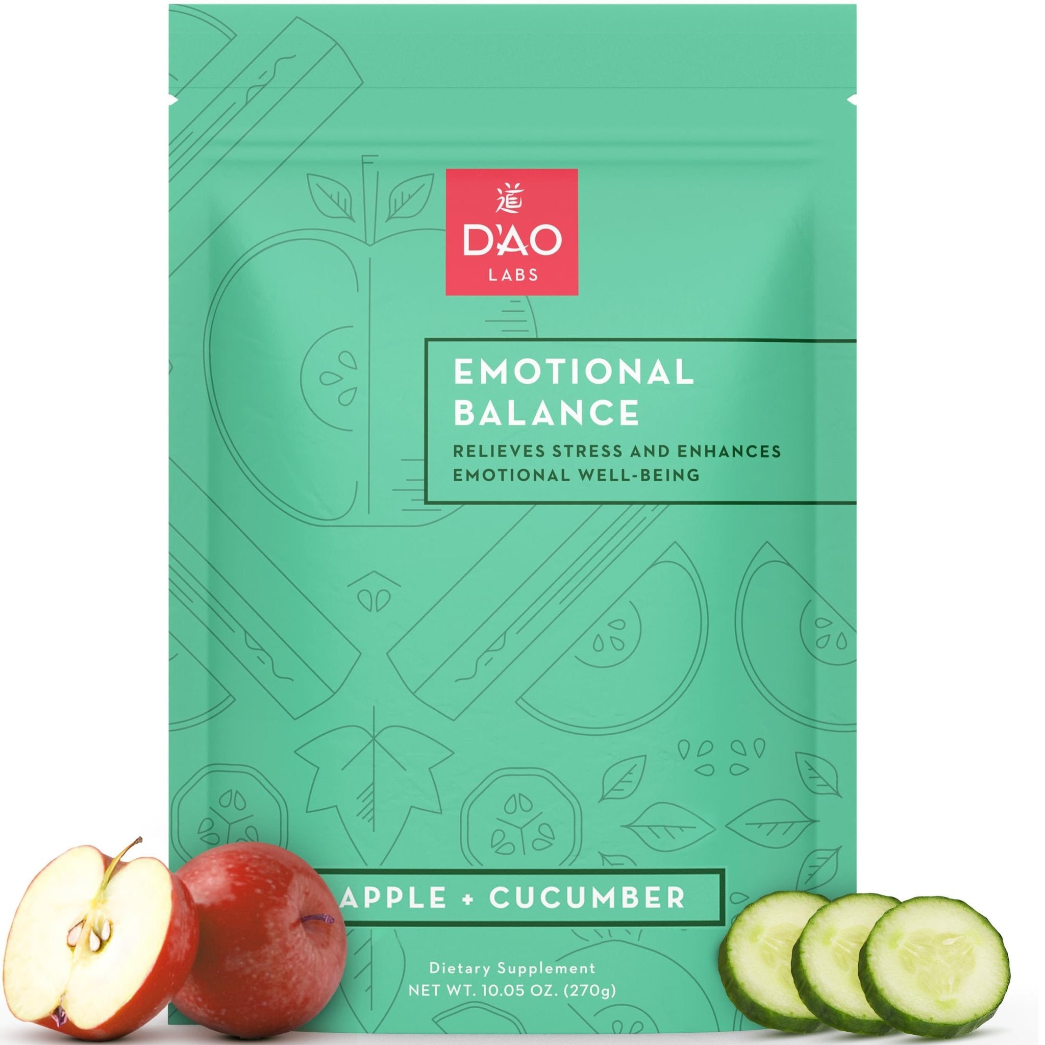 D'AO Labs Emotional Balance - Emotional Balance Powder - Calm & Stress Relief - Effervescent Powder with Apple-Cucumber Flavor - Xiao Yao San Traditional Chinese Herbal - 30 Individual Servings - TrustMedUSA