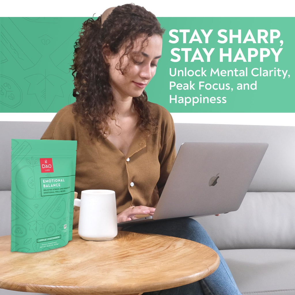 D'AO Labs Emotional Balance - Emotional Balance Powder - Calm & Stress Relief - Effervescent Powder with Apple-Cucumber Flavor - Xiao Yao San Traditional Chinese Herbal - 30 Individual Servings - TrustMedUSA
