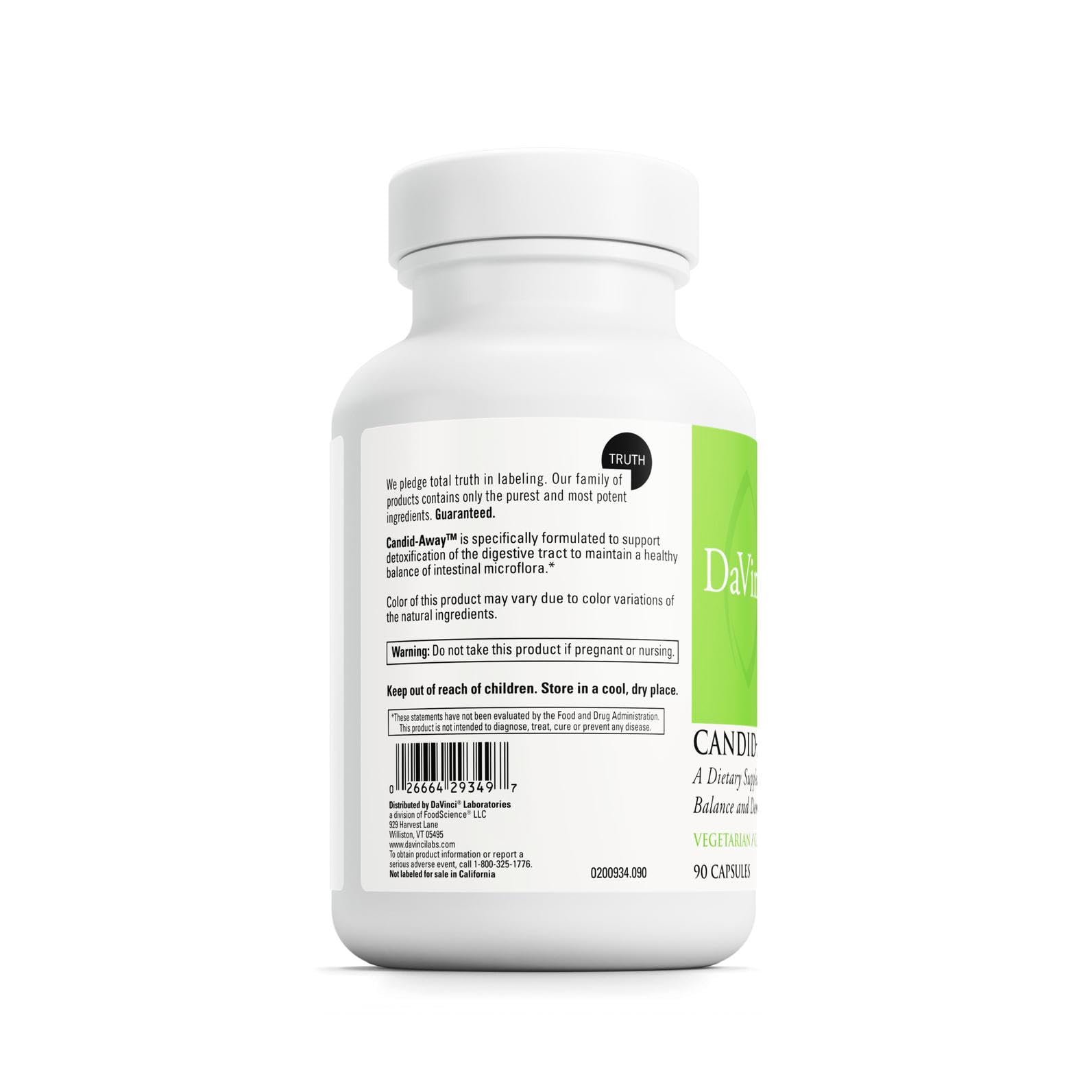 DAVINCI Labs Candid-Away - Digestive Gut Health Support, Immune System Support with Digestive Enzymes, Calcium, Magnesium & More* - 90 Vegetarian Capsules (30 Servings) - Maple Wellness Supplements