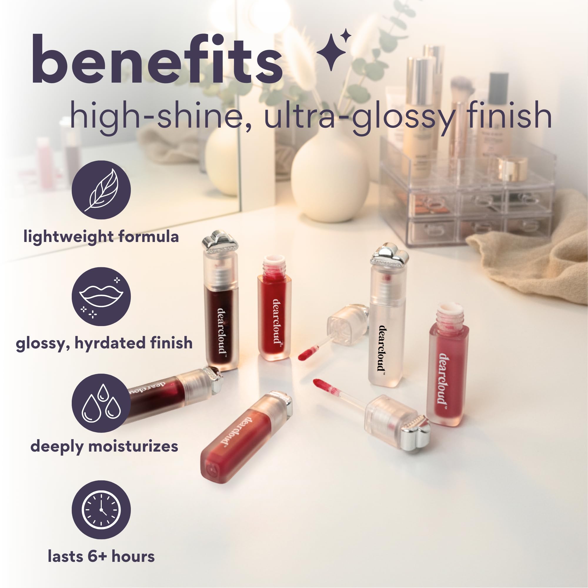 dearcloud Jelly Wave Lush Lip Oil – Clear Lip Gloss and Lip Gloss for Women - Korean skincare essential – Lip Oil for Women with Collagen - Diamond (0.13 oz) - TrustMedUSA