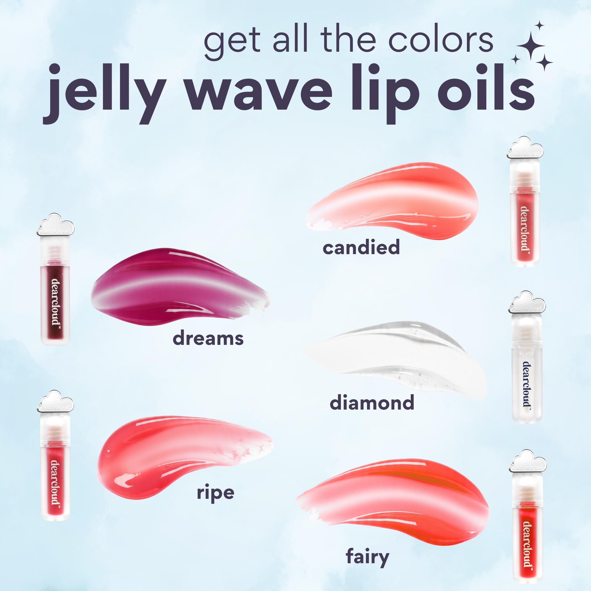 dearcloud Jelly Wave Lush Lip Oil – Clear Lip Gloss and Lip Gloss for Women - Korean skincare essential – Lip Oil for Women with Collagen - Diamond (0.13 oz) - TrustMedUSA