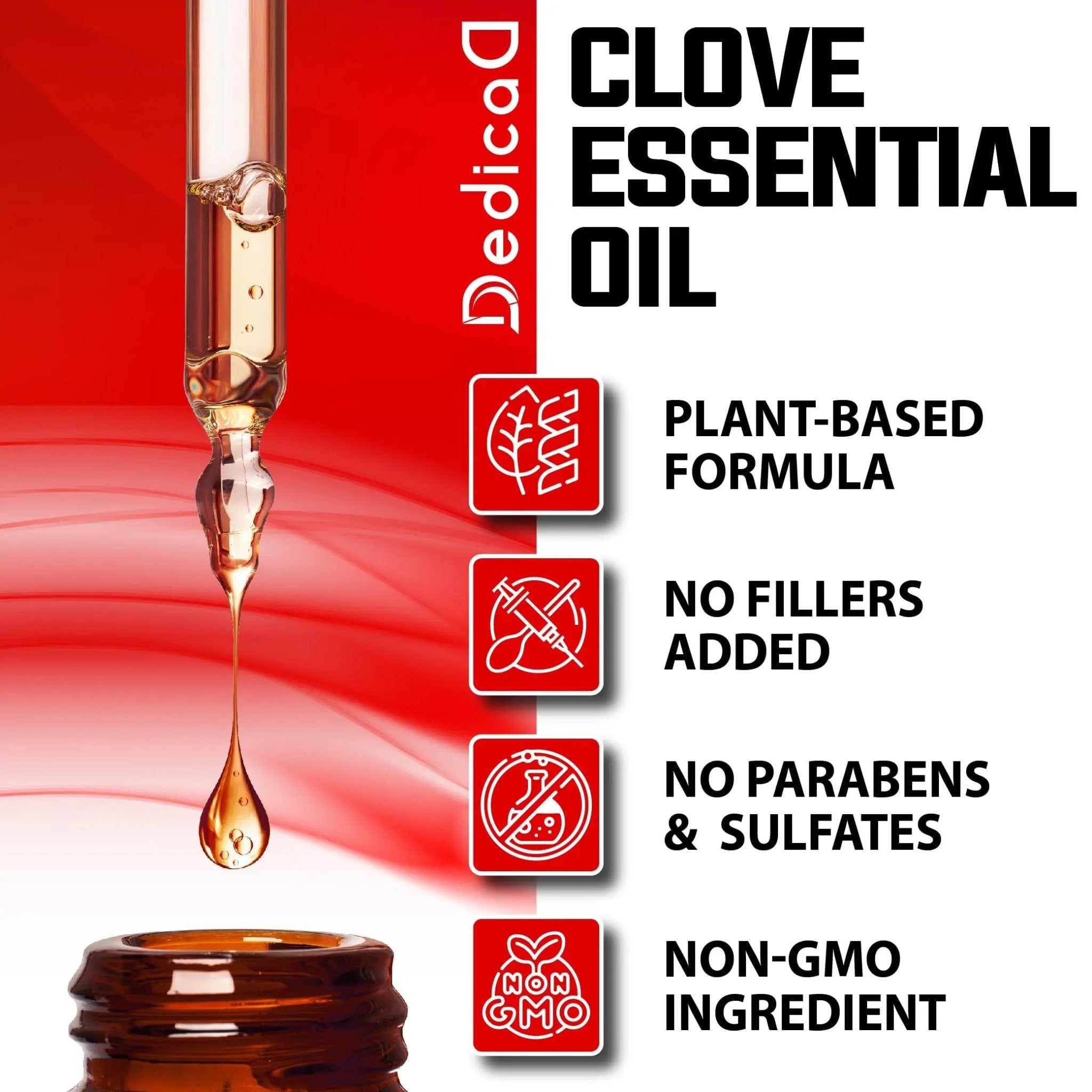 DEDICAD - 1 FL Oz - 30ml - Clove Essential Oil Supplement – for Toothache, Oral Care, Skin & Hair – Clove Oil Organic - TrustMedUSA