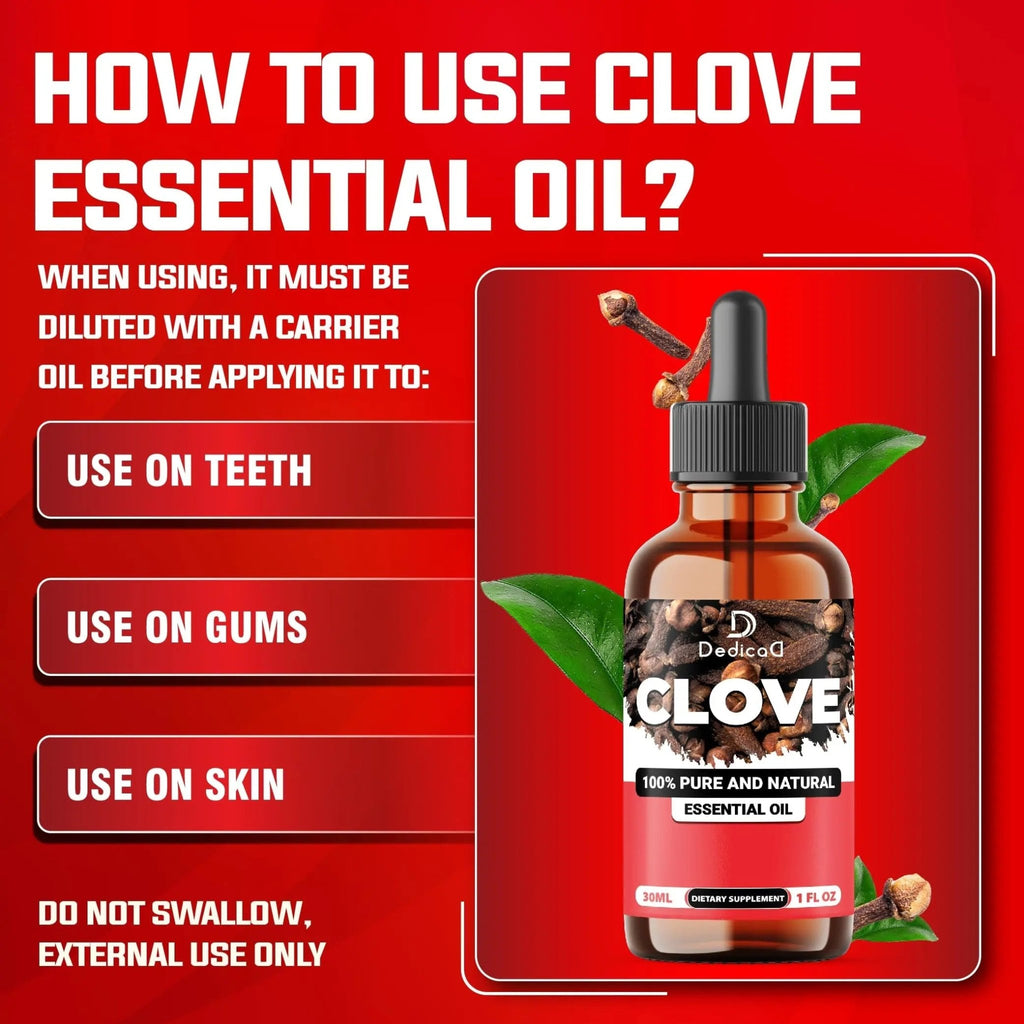 DEDICAD - 1 FL Oz - 30ml - Clove Essential Oil Supplement – for Toothache, Oral Care, Skin & Hair – Clove Oil Organic - TrustMedUSA