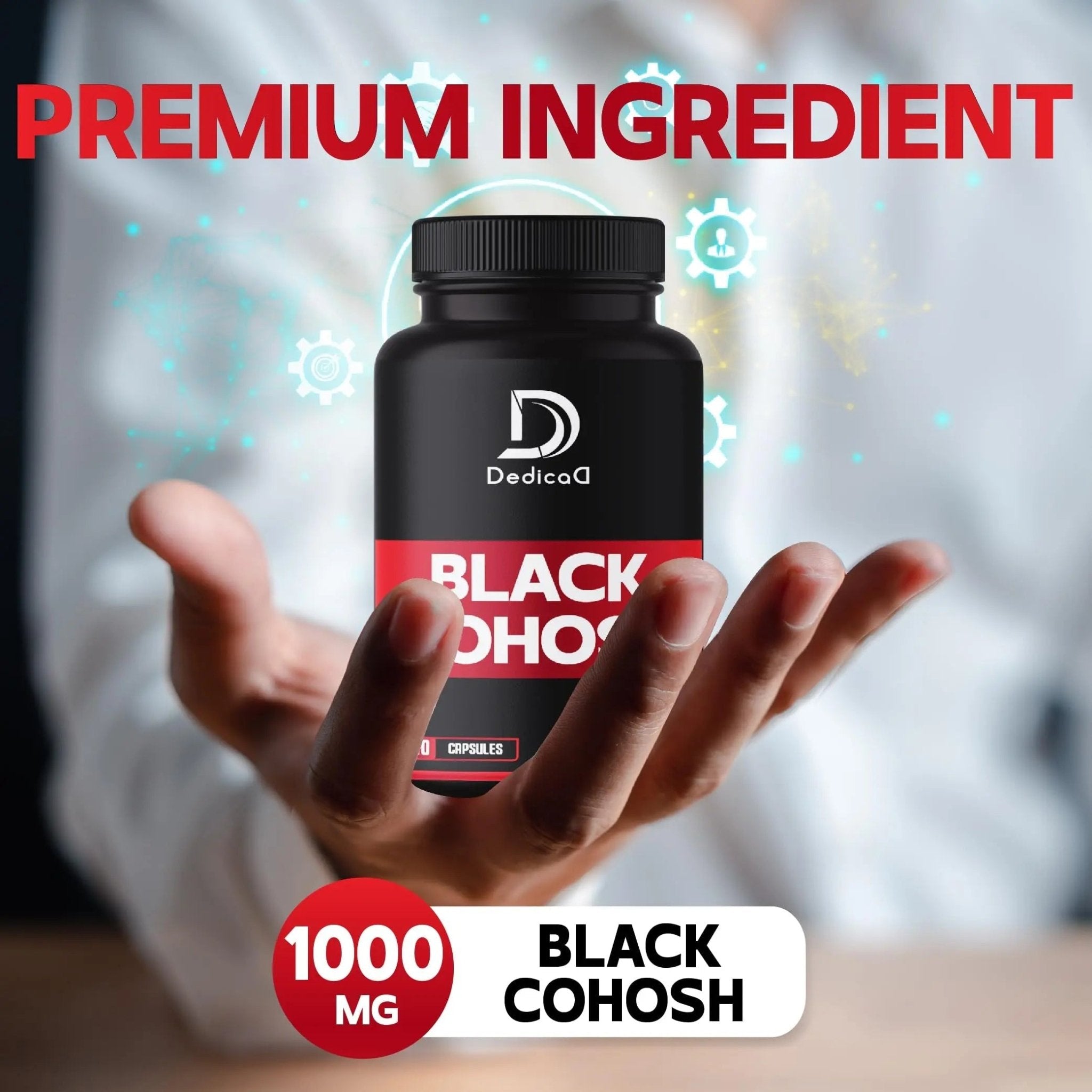 DEDICAD 1000mg Black Cohosh for Menopause Hot Flashes - 240 Capsules for 4-Month Supply - Support for Body Management, Women's Health & Immune System - TrustMedUSA