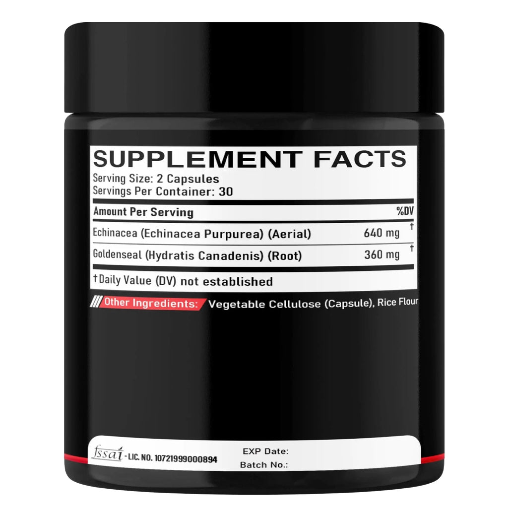 DEDICAD 1000mg Echinacea Goldenseal Capsules - Support Immune System, Well-Being & Overal Health - 60 Veggie Capsules - Non-GMO, Gluten-Free - TrustMedUSA