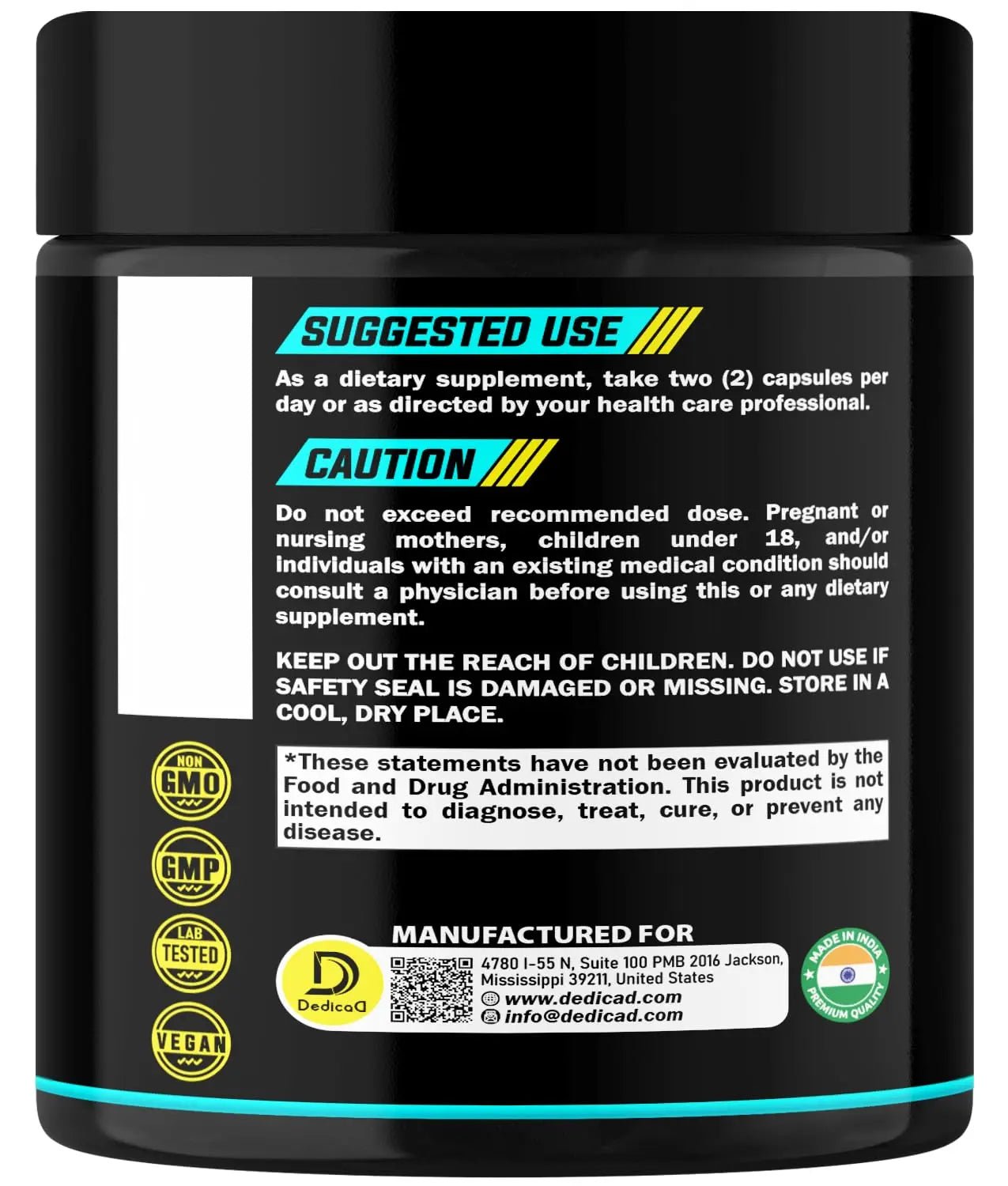 DEDICAD 1000Mg Shilajit Capsules - 180 Counts - Shilajit Supplement for Body Balance, Heart, Brain & Immune Health Support - Contains Natural Fulvic, Humic Acid & 85 Others - TrustMedUSA