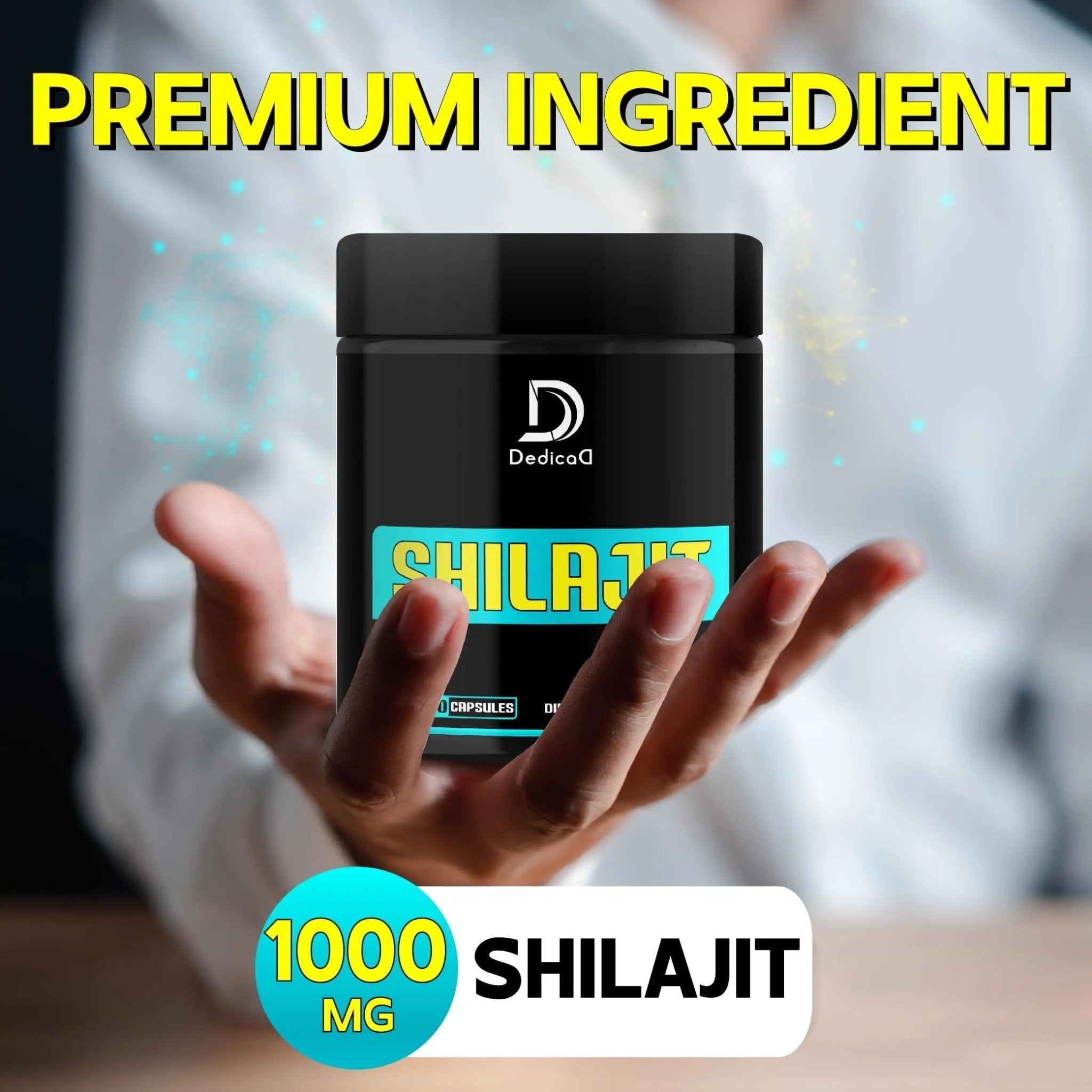 DEDICAD 1000Mg Shilajit Capsules - 180 Counts - Shilajit Supplement for Body Balance, Heart, Brain & Immune Health Support - Contains Natural Fulvic, Humic Acid & 85 Others - TrustMedUSA