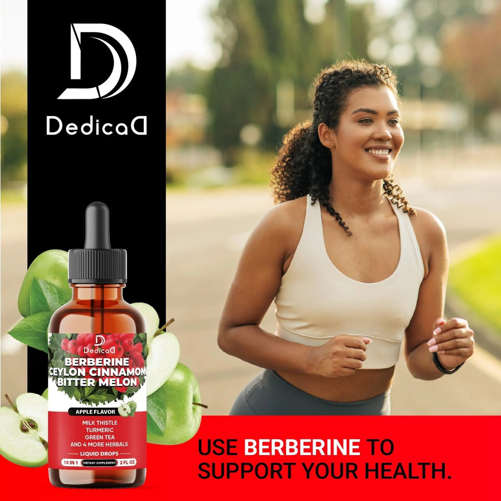 DEDICAD 10in1 Berberine HCl Drops - Liposomal Berberine Liquid - Activator Berberine with Ceylon Cinnamon, Bitter Melon, and 7 More - 60ml - TrustMedUSA