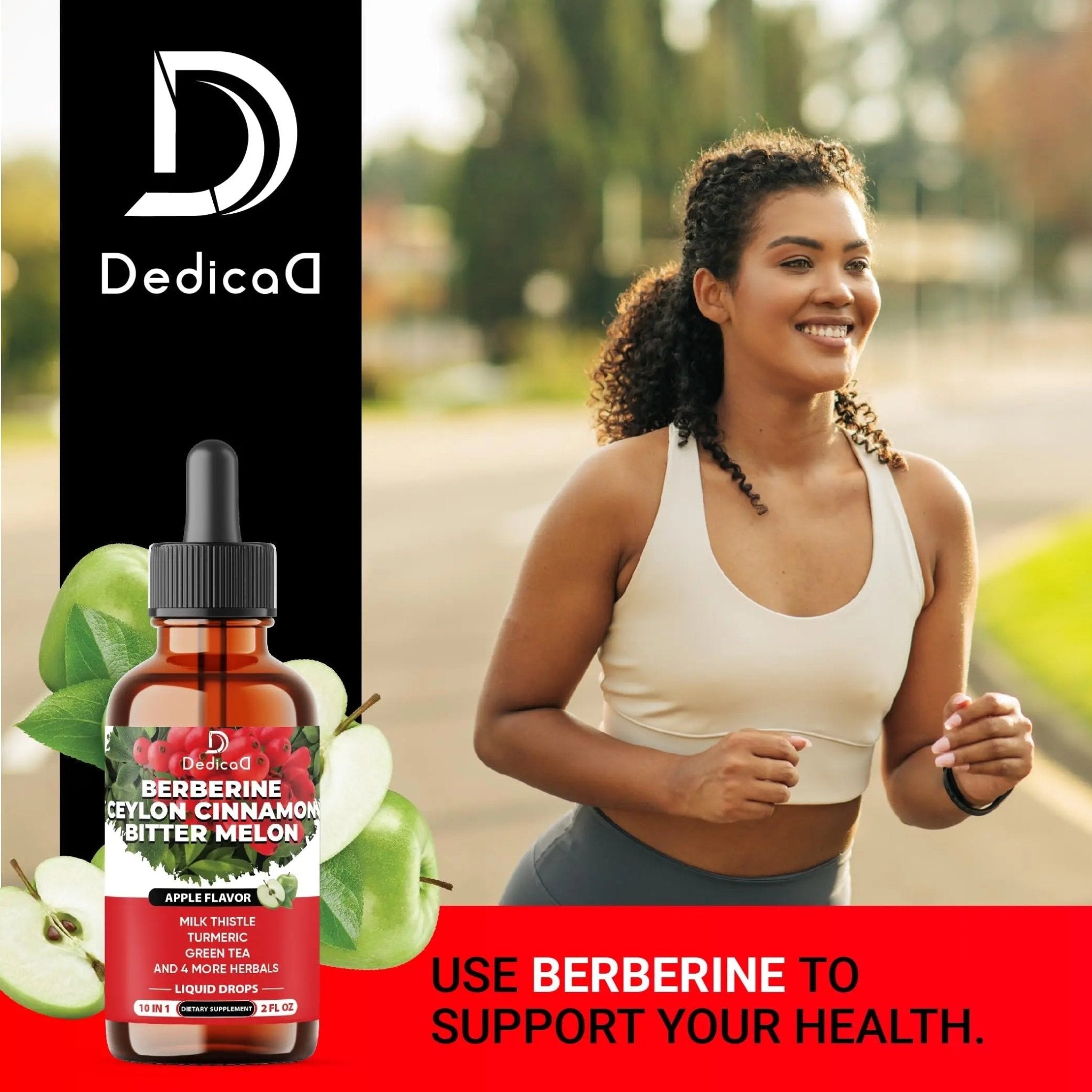 DEDICAD 10in1 Berberine HCl Drops - Liposomal Berberine Liquid - Activator Berberine with Ceylon Cinnamon, Bitter Melon, and 7 More - 60ml - TrustMedUSA