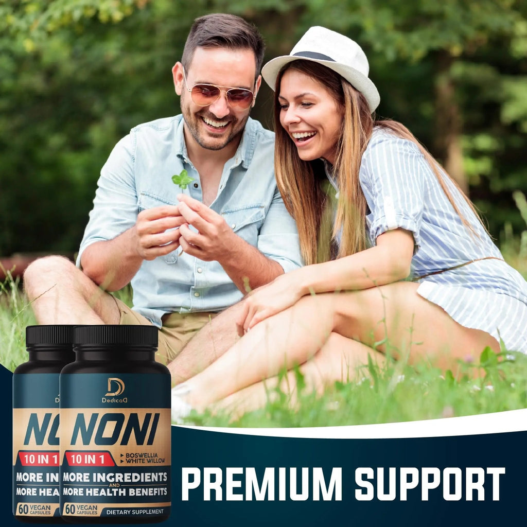 DEDICAD 10in1 Noni Capsules - 4 Month Supply with Elderberry, Boswellia, Turmeric, Ginger & More - Support Muscle, Joint, Digestive & Immune - 2 Packs of 60 Vegan Capsules, Non-GMO & Gluten-Free - TrustMedUSA