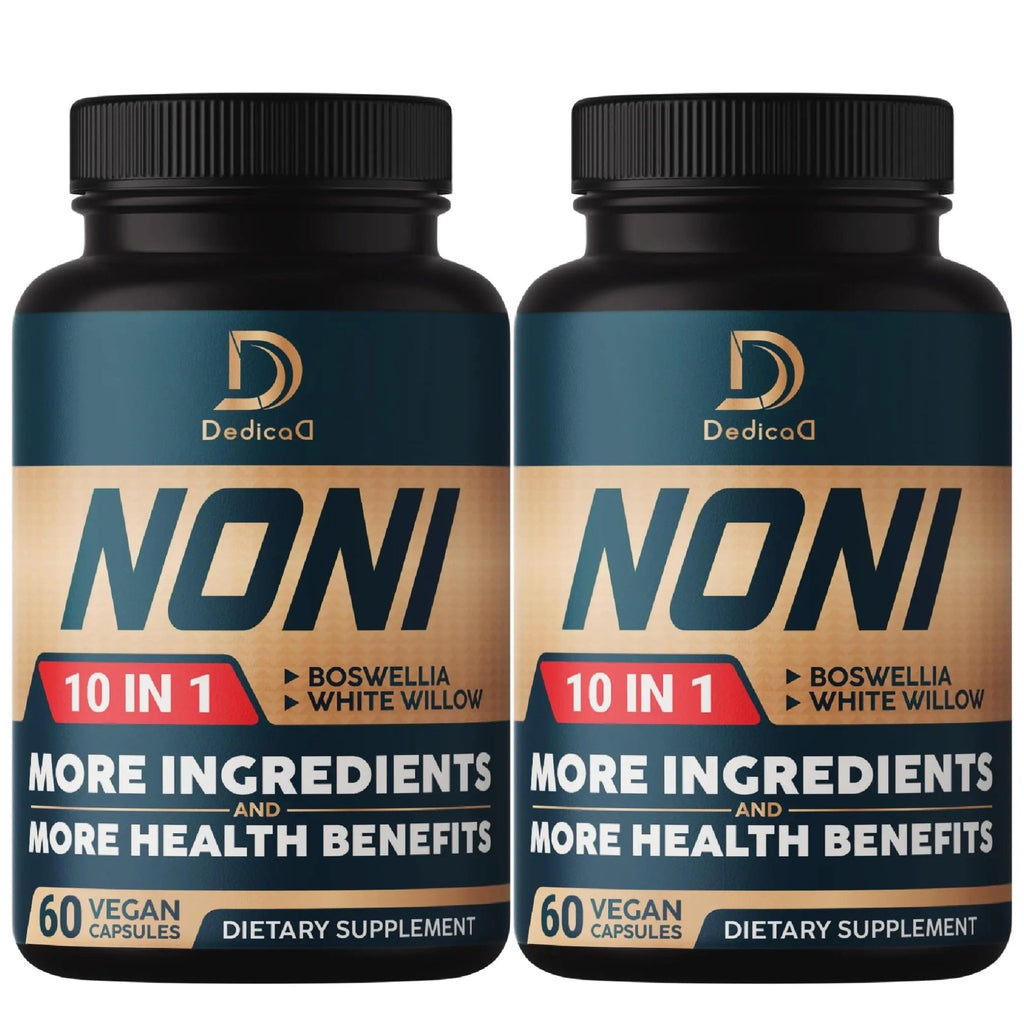 DEDICAD 10in1 Noni Capsules - 4 Month Supply with Elderberry, Boswellia, Turmeric, Ginger & More - Support Muscle, Joint, Digestive & Immune - 2 Packs of 60 Vegan Capsules, Non-GMO & Gluten-Free - TrustMedUSA