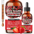DEDICAD 11in1 Black Walnut Wormwood Cloves Liquid Drops with Cloves Buds, Senna Leaf, Psyllium Husk, Fennel Seed, Papaya Leaf and More - 2 oz Fl - 60 Days - Strawberry Flavor - TrustMedUSA