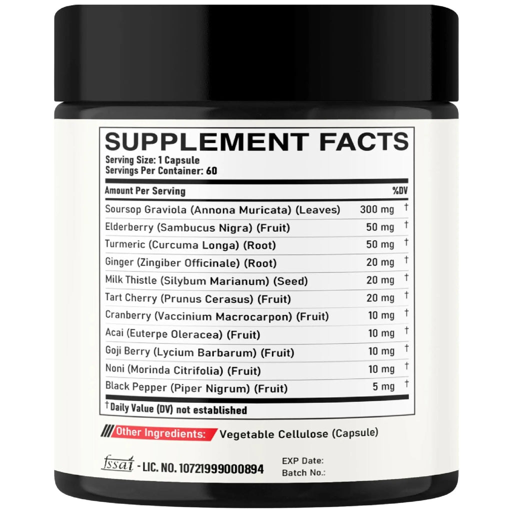 DEDICAD 11in1 Graviola Soursop Capsules - Blended with Elderberry, Turmeric, Ginger, Milk Thistle, Cranberry & More - Support Positive Mood, Immune System & Body Management - TrustMedUSA