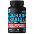 DEDICAD 11in1 Graviola Soursop Capsules for 5 Months Supply with Soursop Fruit, Elderberry, Turmeric, Ginger, Milk Thistle, Cranberry & More - Mood - 150 Vegan Capsules - TrustMedUSA