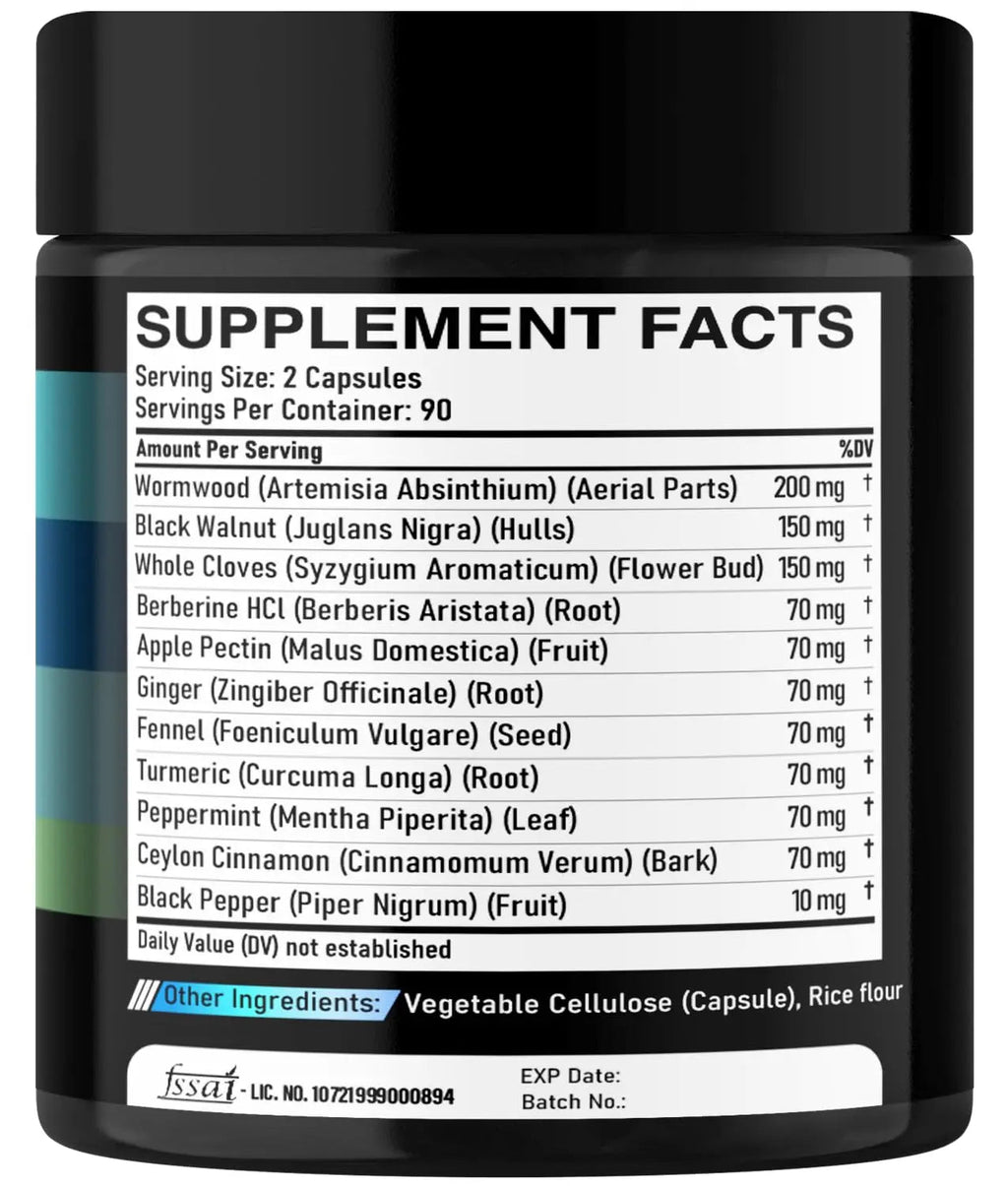 DEDICAD 11in1 Wormwood Capsules - 180 Capsules Extracted from Black Walnut, Cloves, Ginger, Turmeric, Apple, Berberine HCl & More - Support Immune System for 3 Months - TrustMedUSA