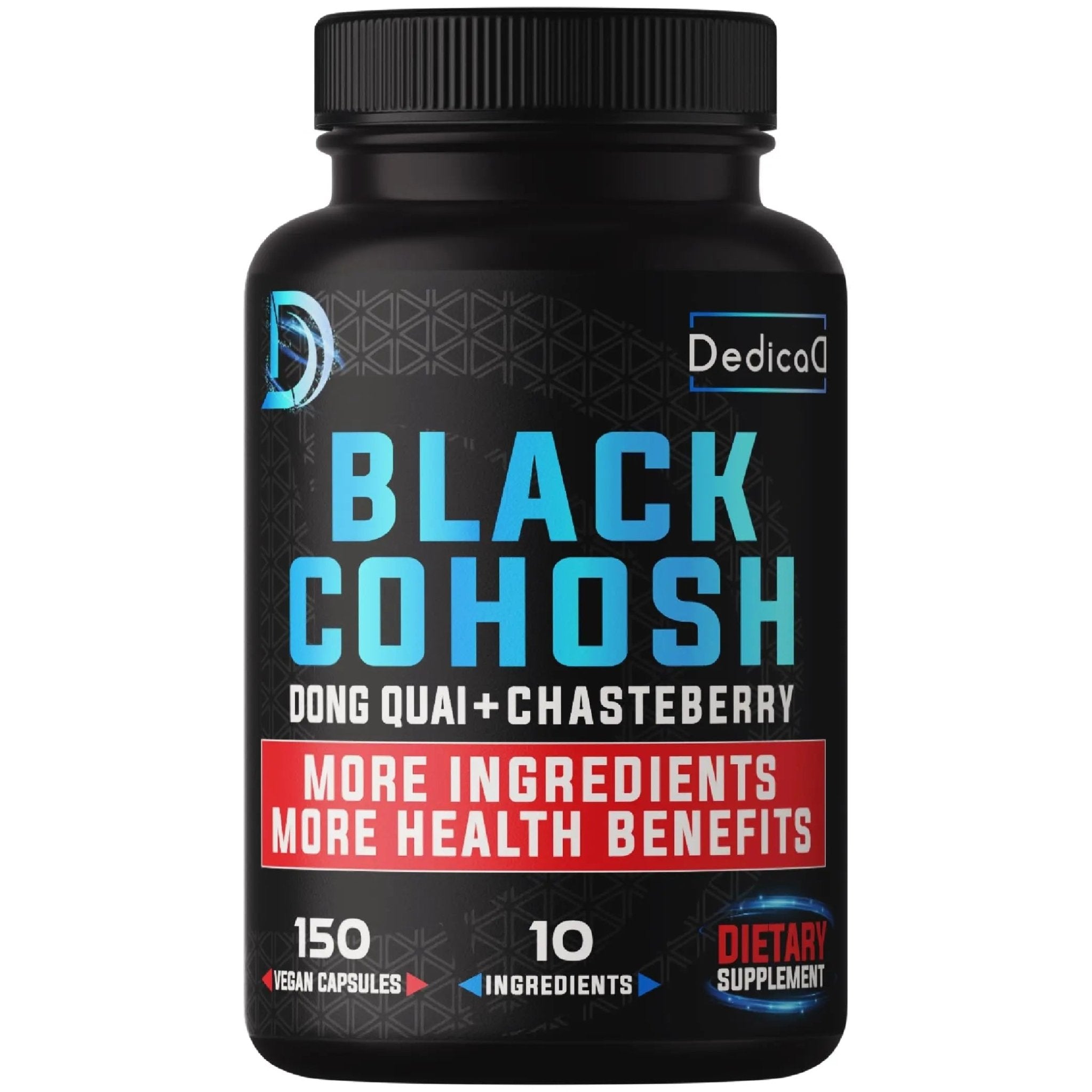DEDICAD 12in1 Black Cohosh 5-Month Supply for Menopause Support Supplement with Dong Quai, Chasteberry, Red Raspberry, Licorice, Wild Yam & More - 150 Capsules - TrustMedUSA