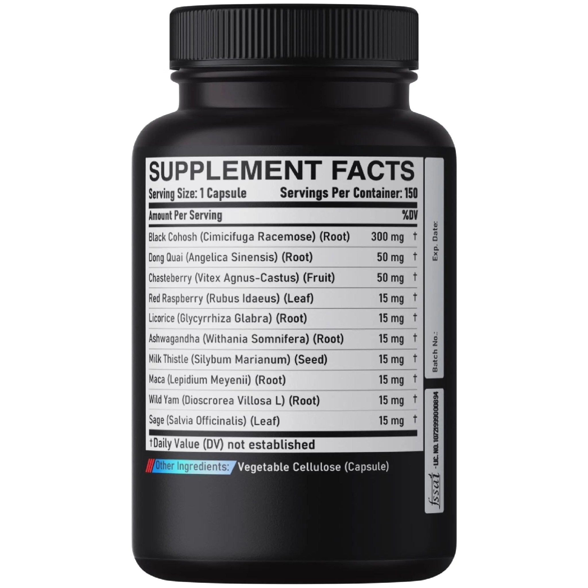 DEDICAD 12in1 Black Cohosh 5-Month Supply for Menopause Support Supplement with Dong Quai, Chasteberry, Red Raspberry, Licorice, Wild Yam & More - 150 Capsules - TrustMedUSA